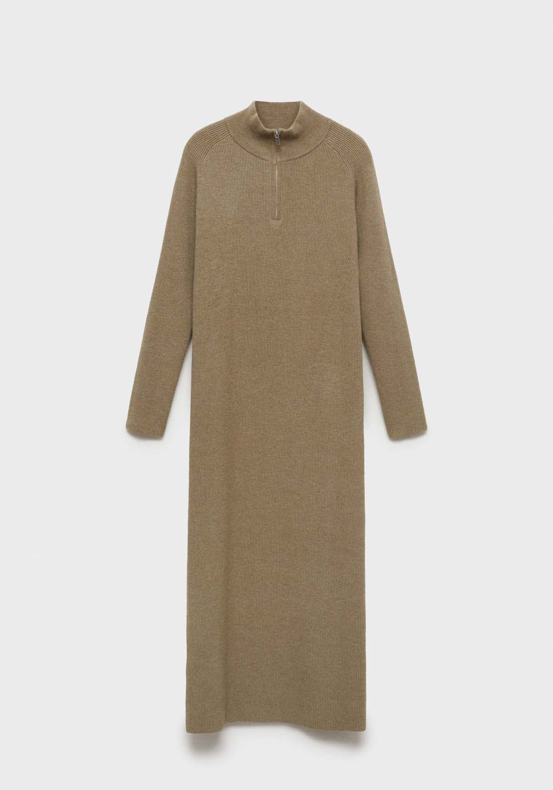 Mango Zip Knitted dress - Beige/khaki 8 Shaws Department Stores
