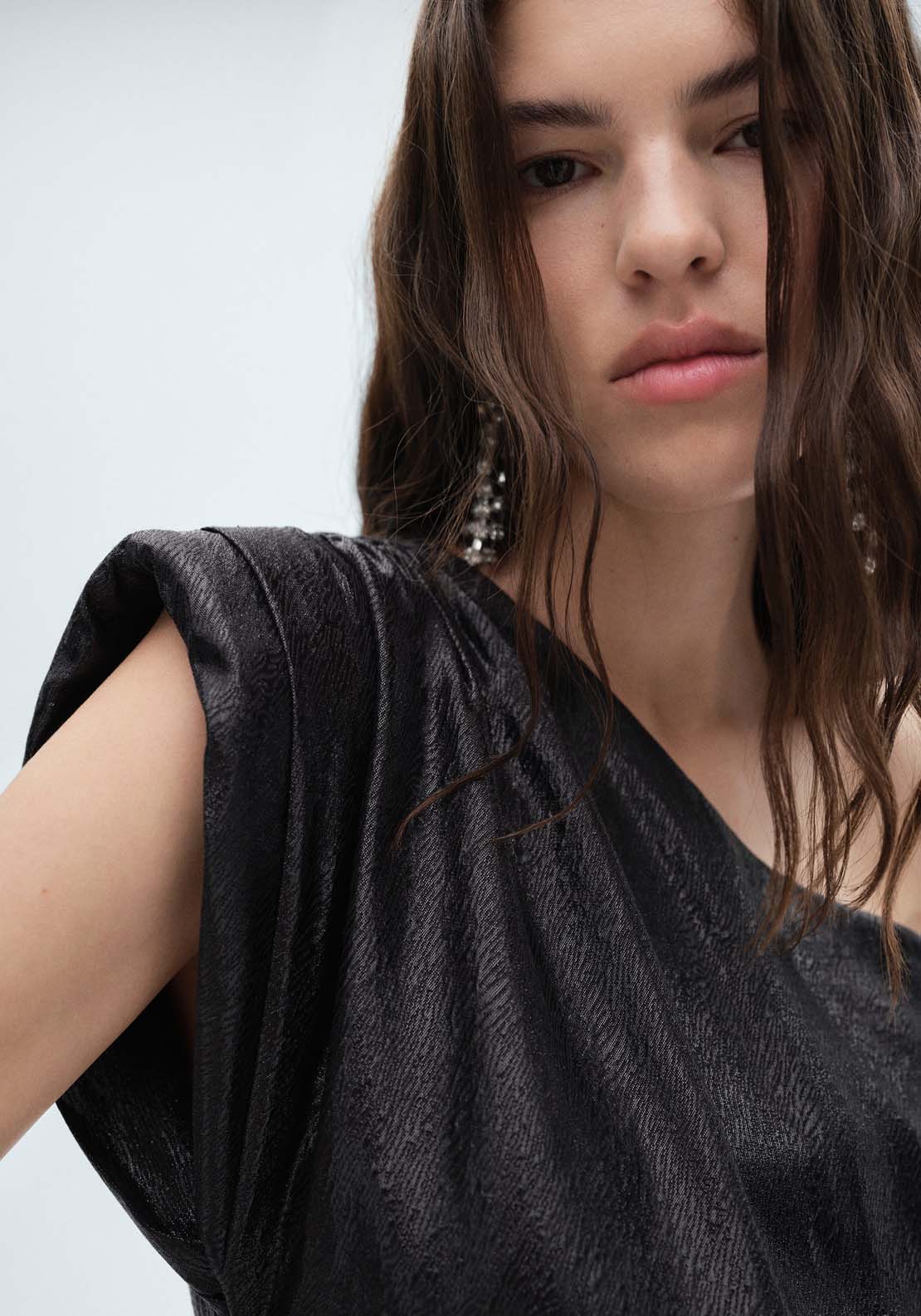Mango Textured asymmetrical dress - Black 4 Shaws Department Stores