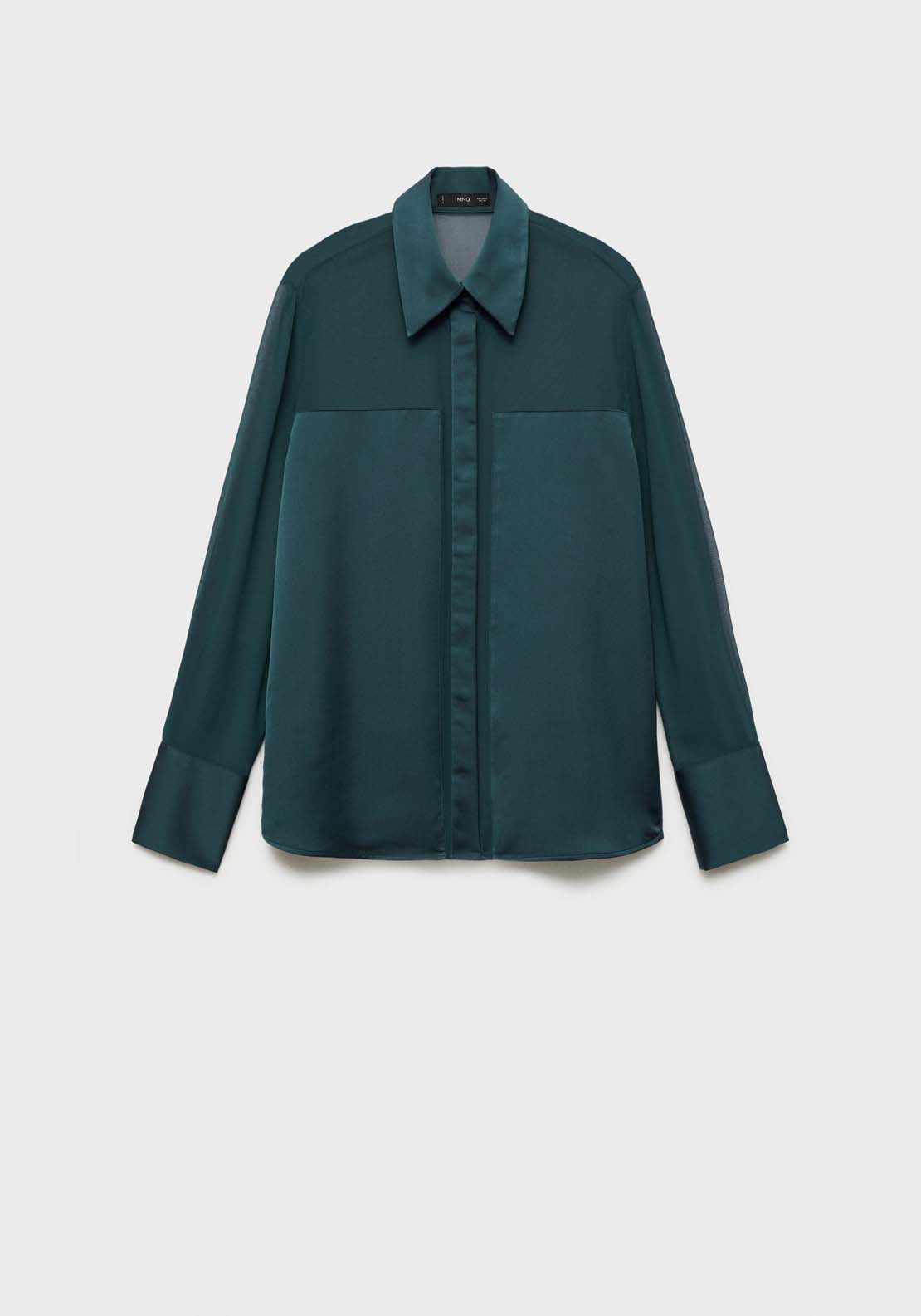 Mango Chiffon shirt with satin panels - Dark Blue 11 Shaws Department Stores
