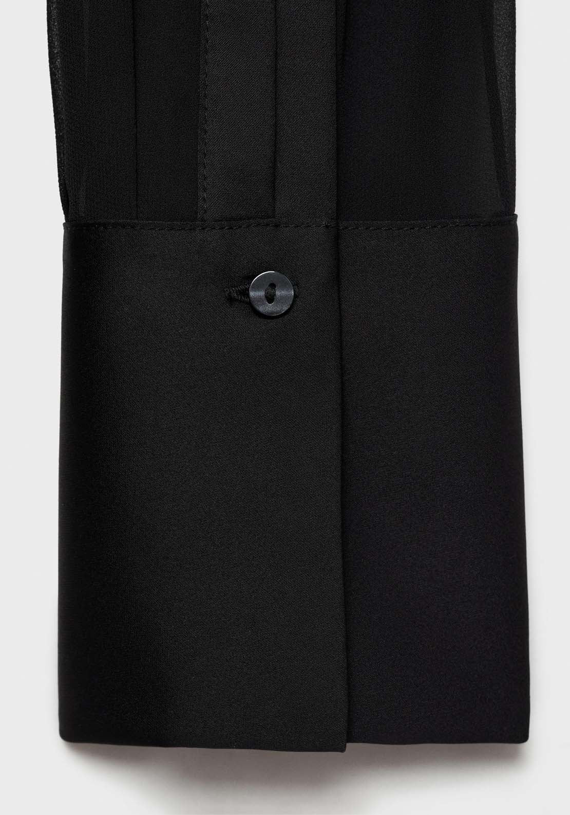 Mango Chiffon shirt with satin panels - Black 9 Shaws Department Stores