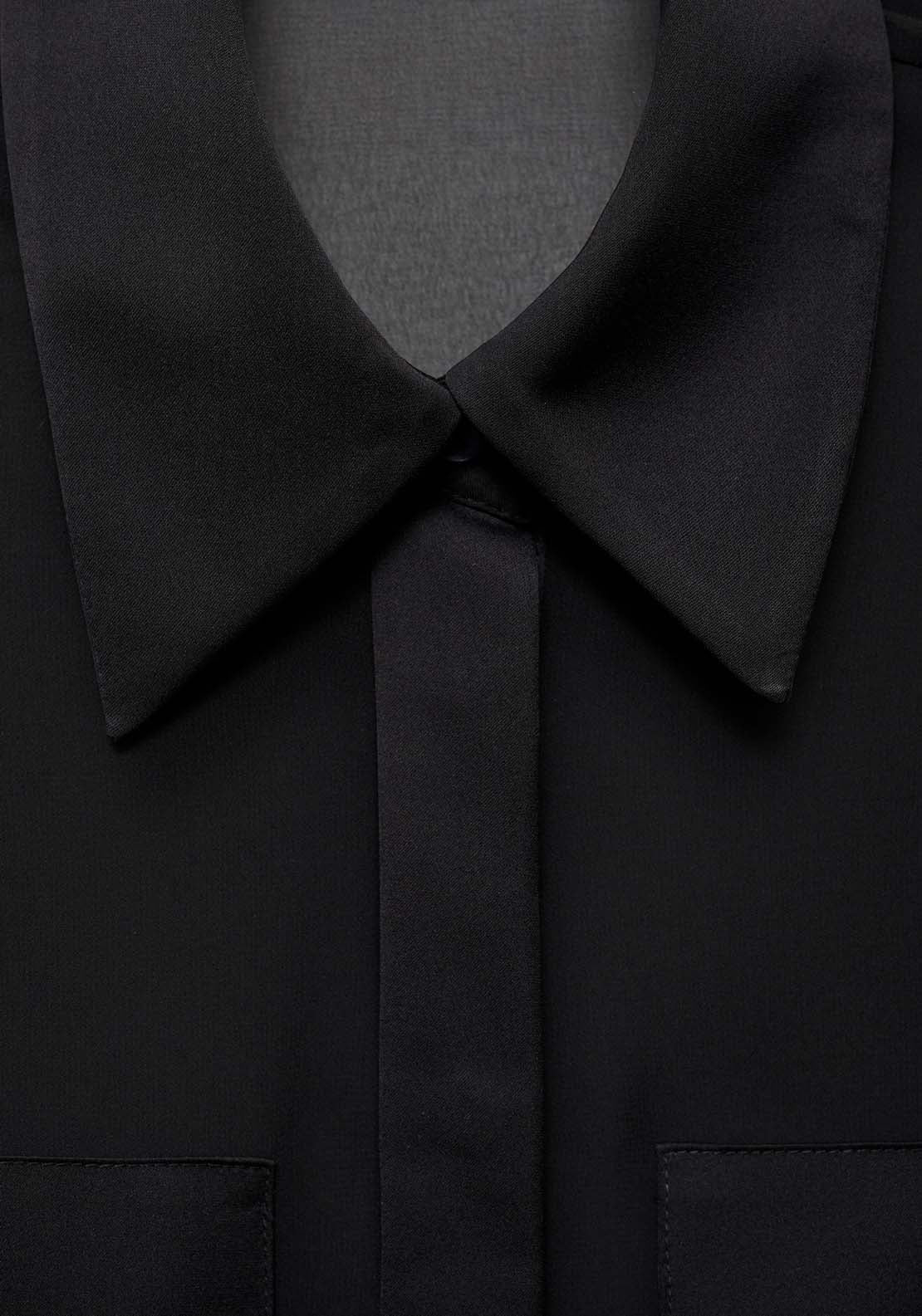 Mango Chiffon shirt with satin panels - Black 8 Shaws Department Stores