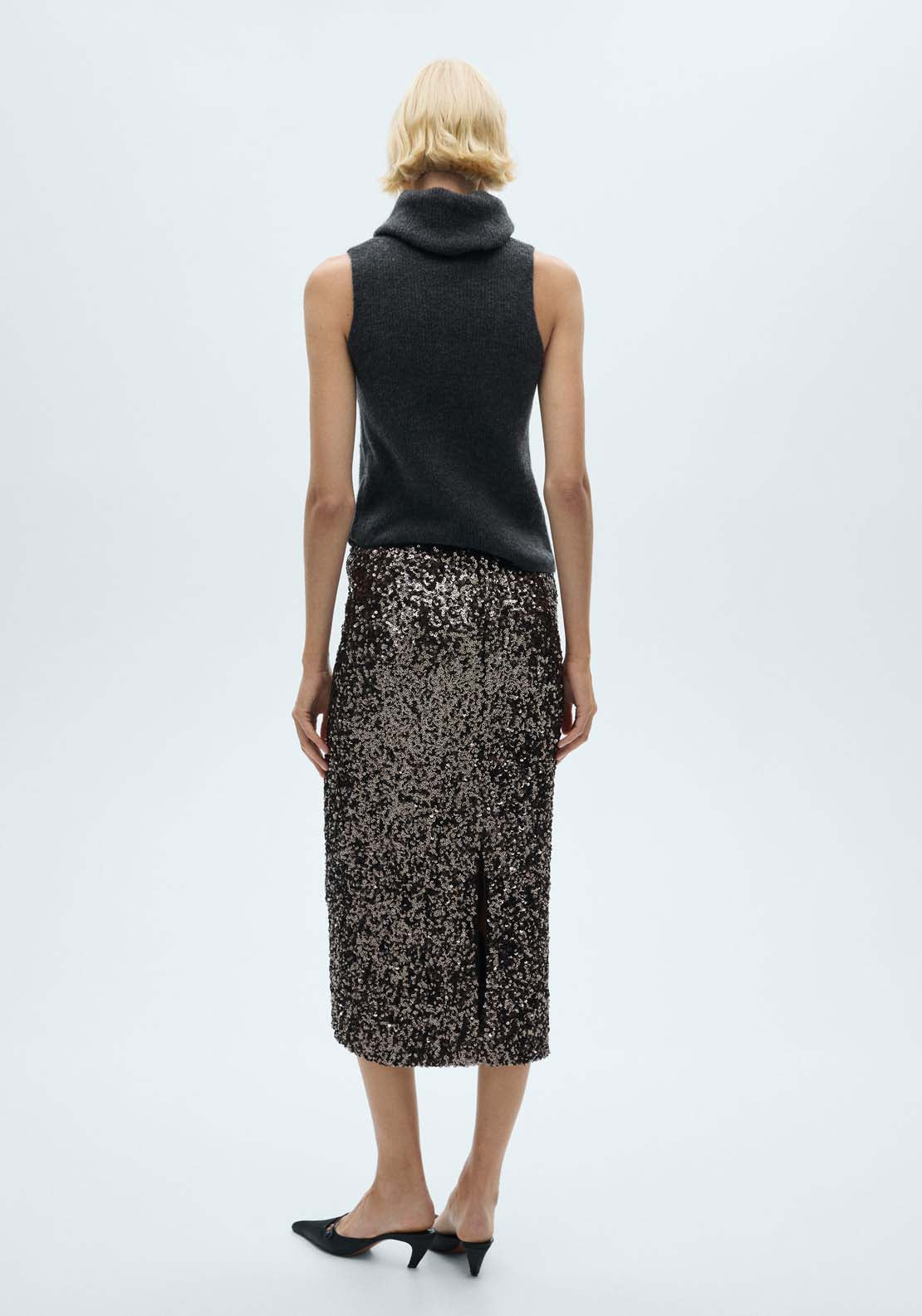 Mango Sequin midi skirt - Charcoal 5 Shaws Department Stores