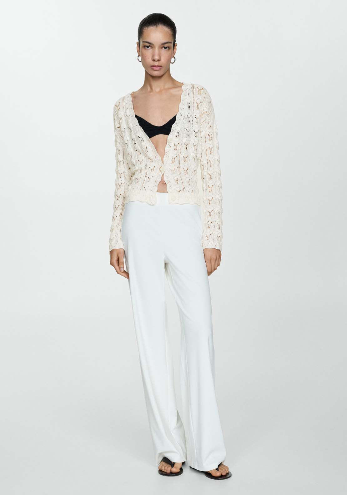 Mango Crochet knit cardigan 1 Shaws Department Stores