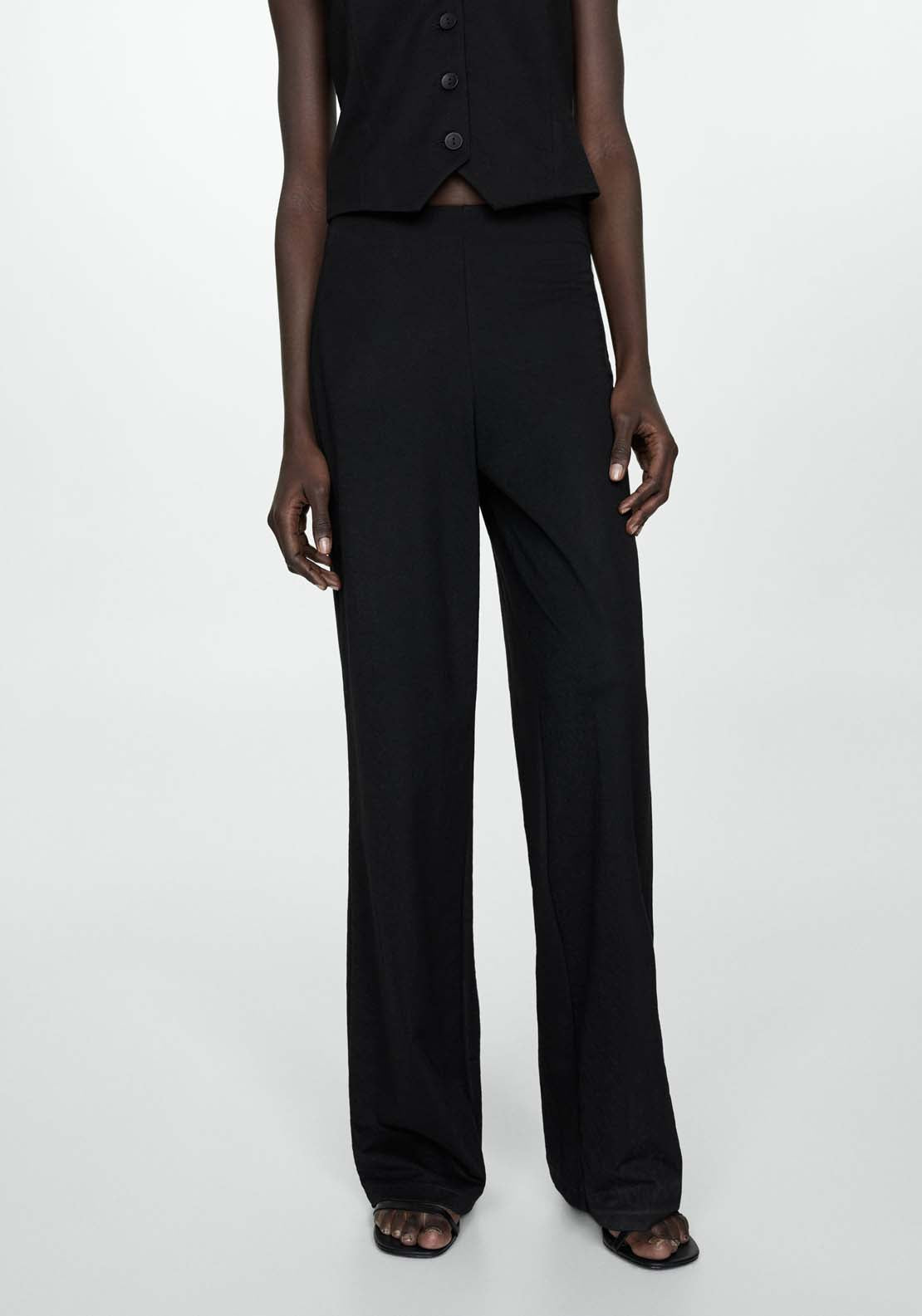 Mango Flowy straight-fit trousers 1 Shaws Department Stores