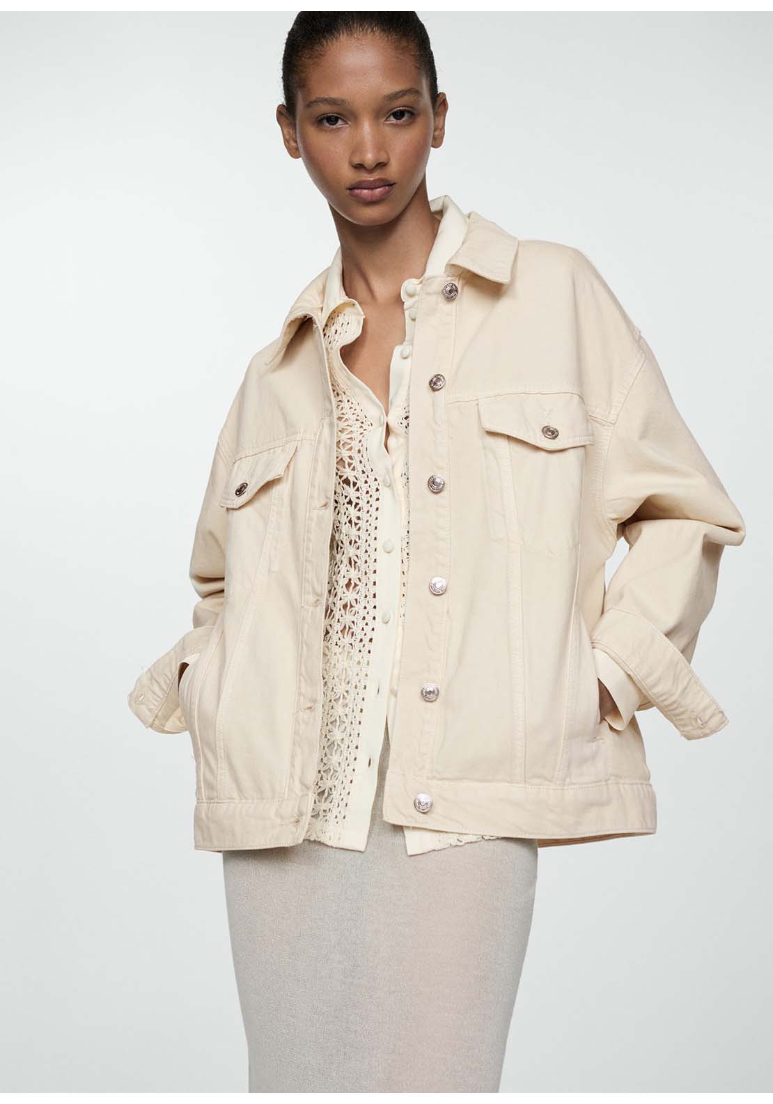 Mango Oversize denim jacket - Natural 1 Shaws Department Stores
