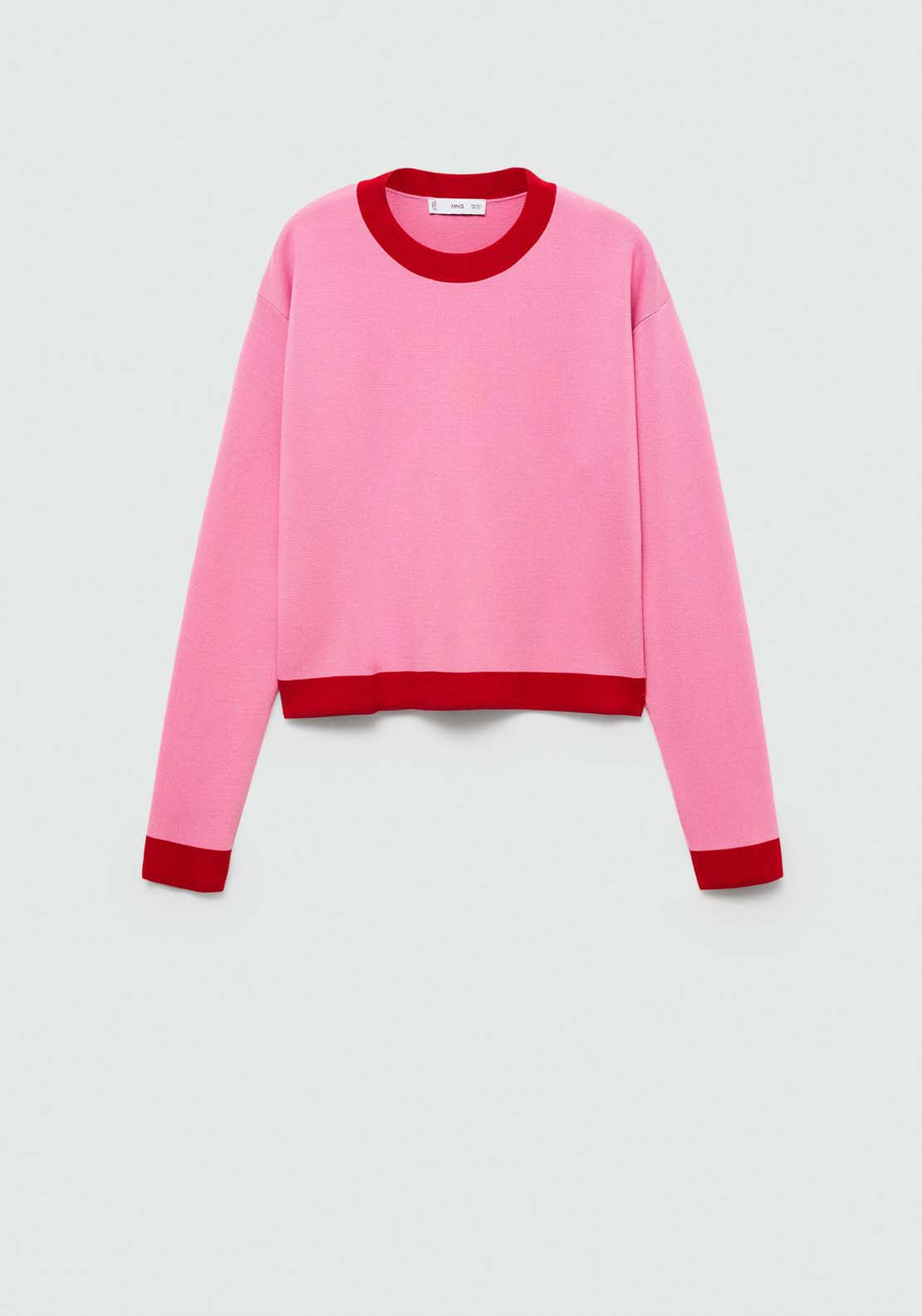 Mango Contrast trim sweater - Light/pastel Pink 7 Shaws Department Stores