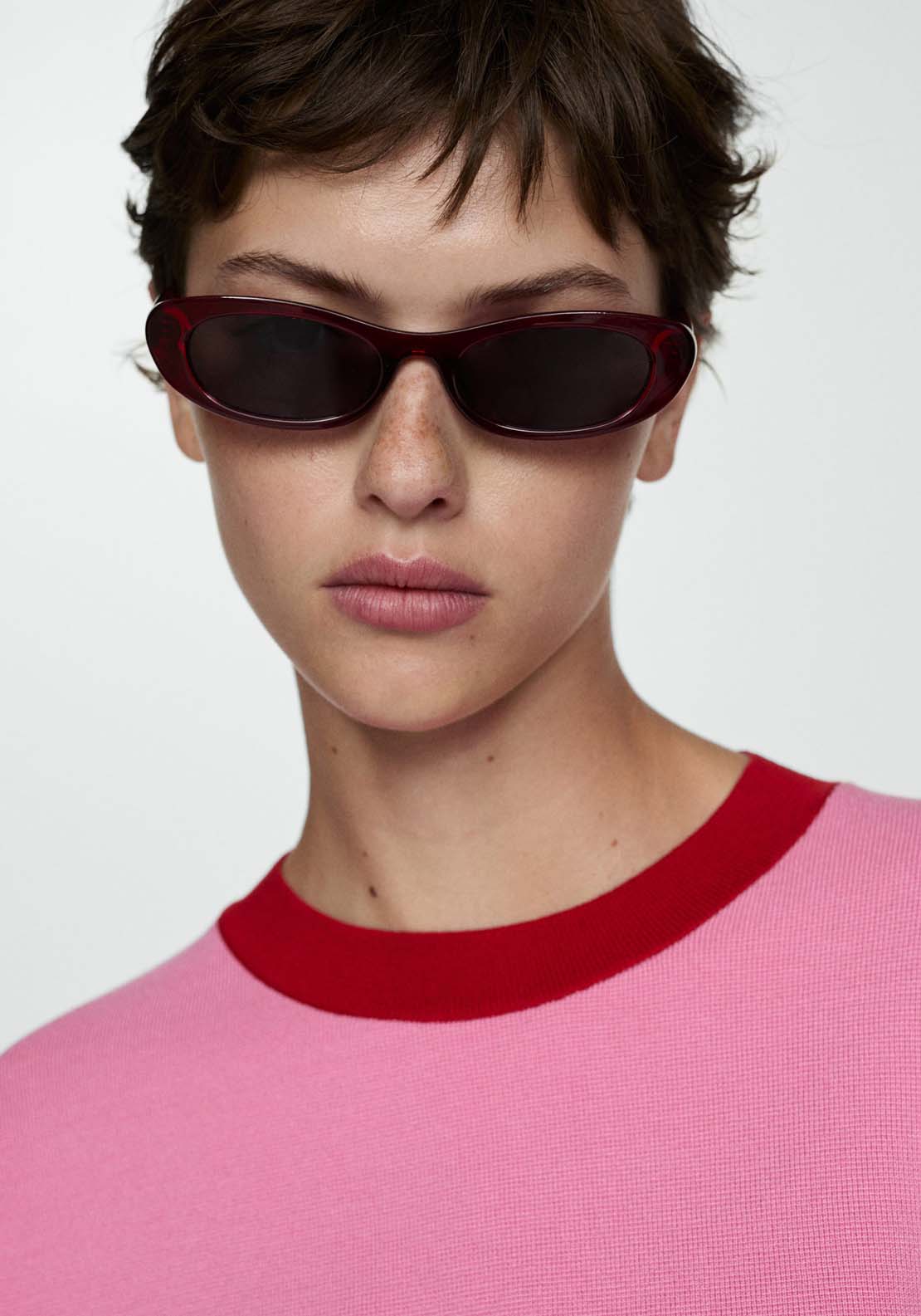 Mango Contrast trim sweater - Light/pastel Pink 4 Shaws Department Stores