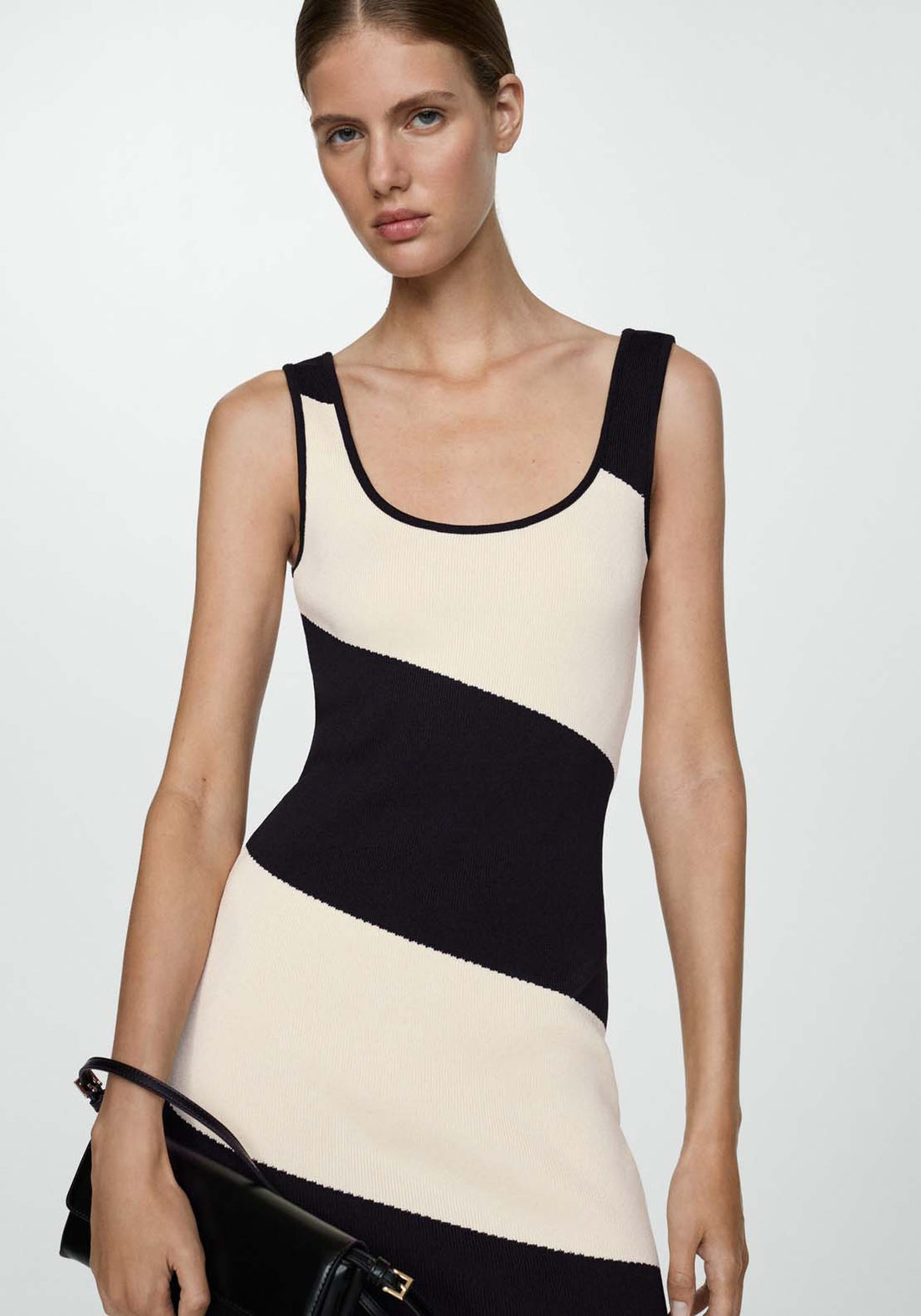 Striped knitted midi-dress - Black  Shaws
