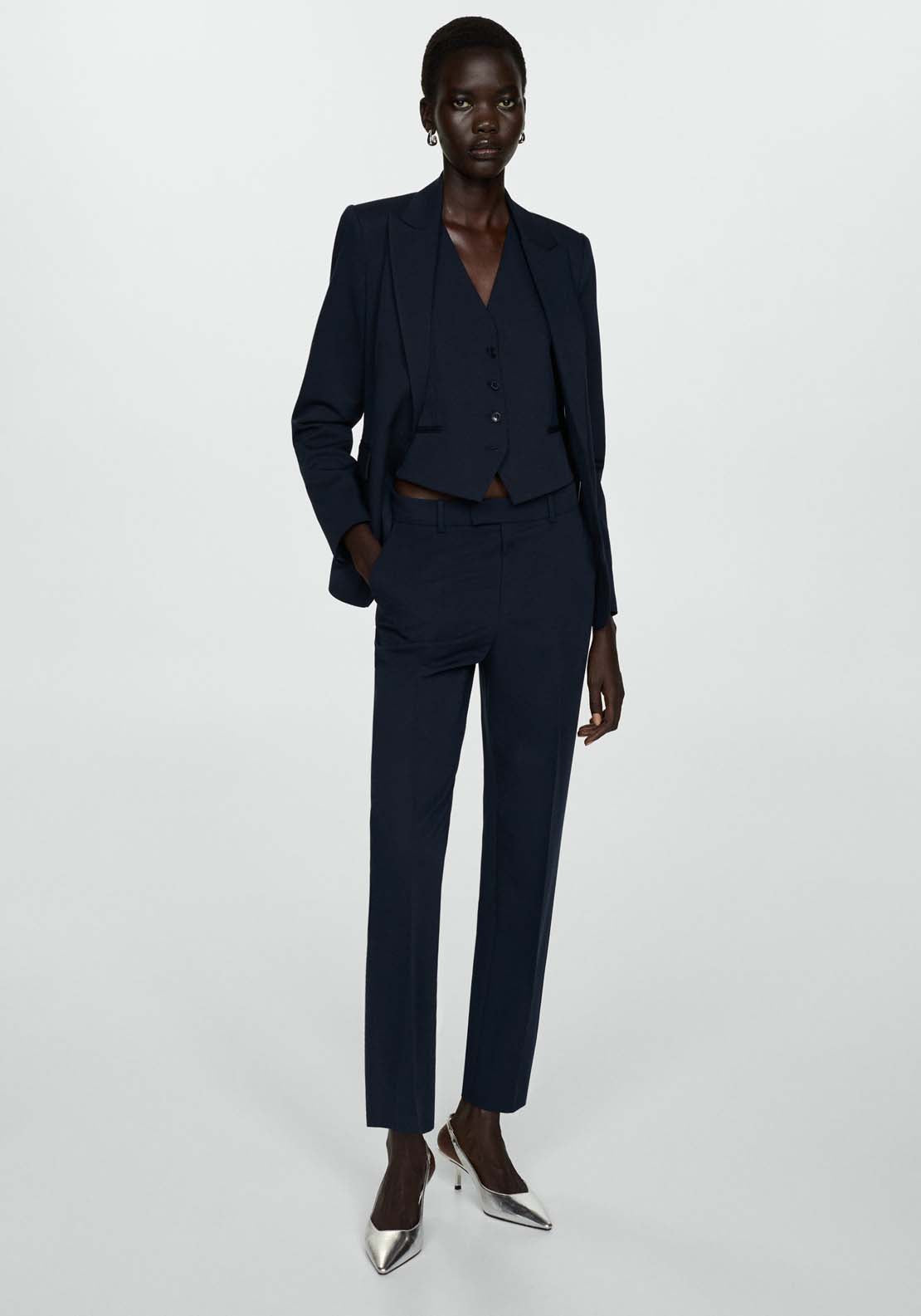 Mango Straight suit trousers - Navy 3 Shaws Department Stores