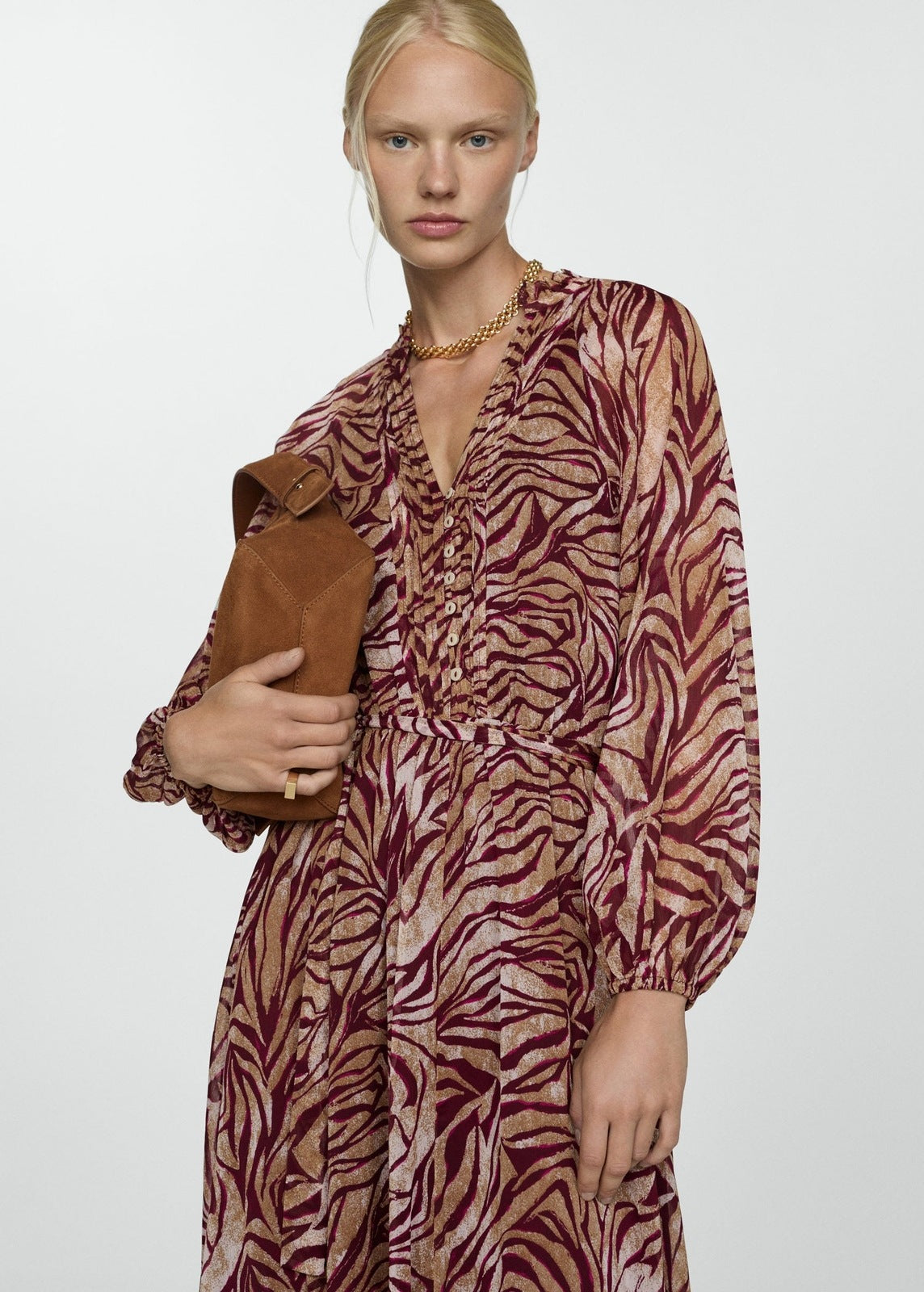 Mango Printed long dress - Dark Red 2 Shaws Department Stores