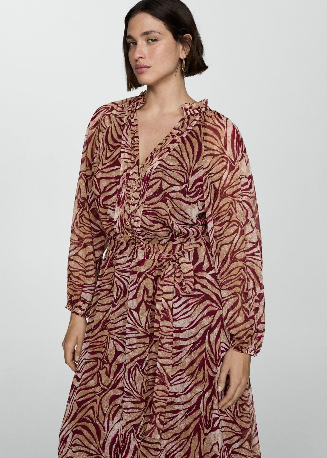 Mango Printed long dress - Dark Red 7 Shaws Department Stores