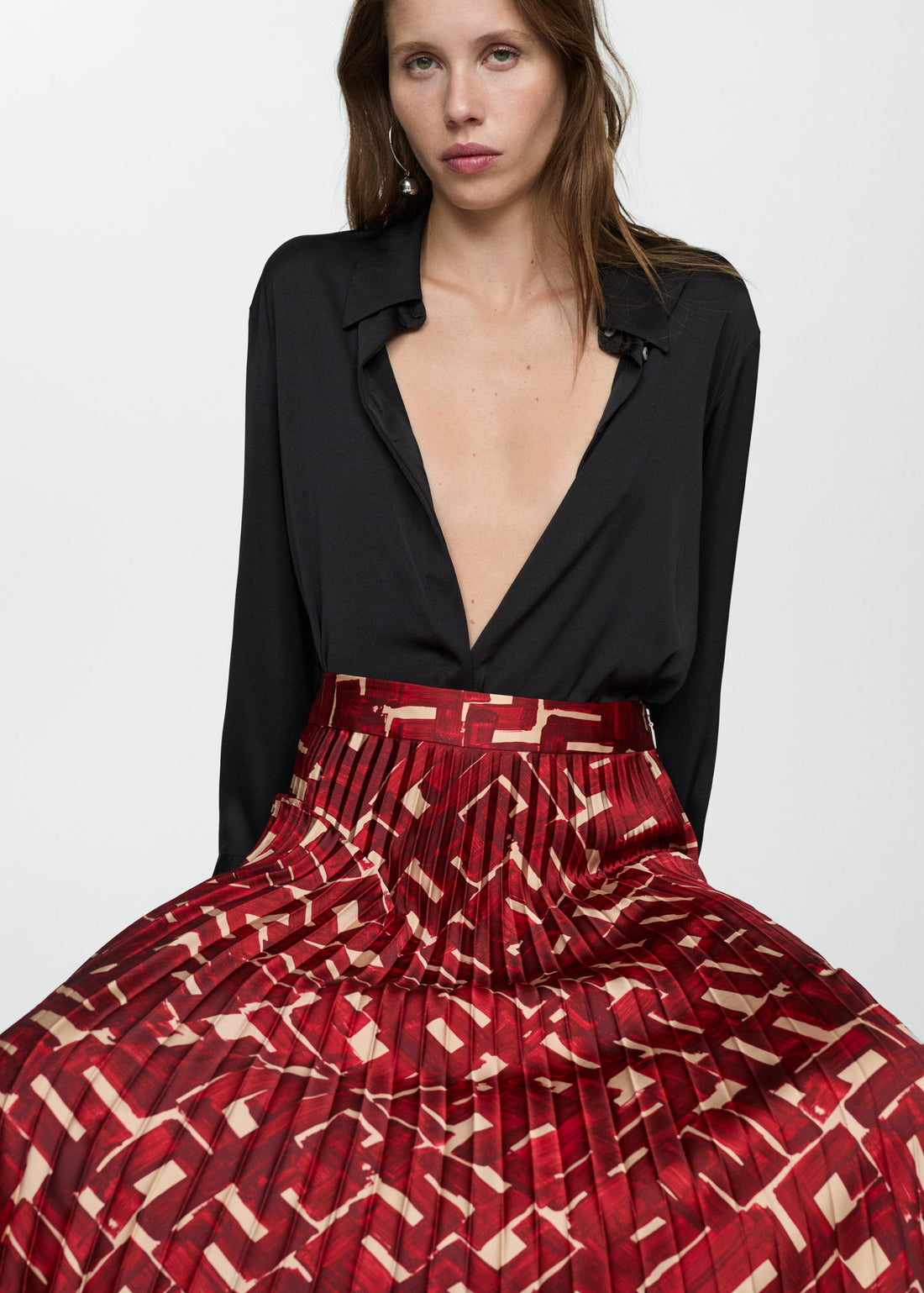 Printed pleated skirt