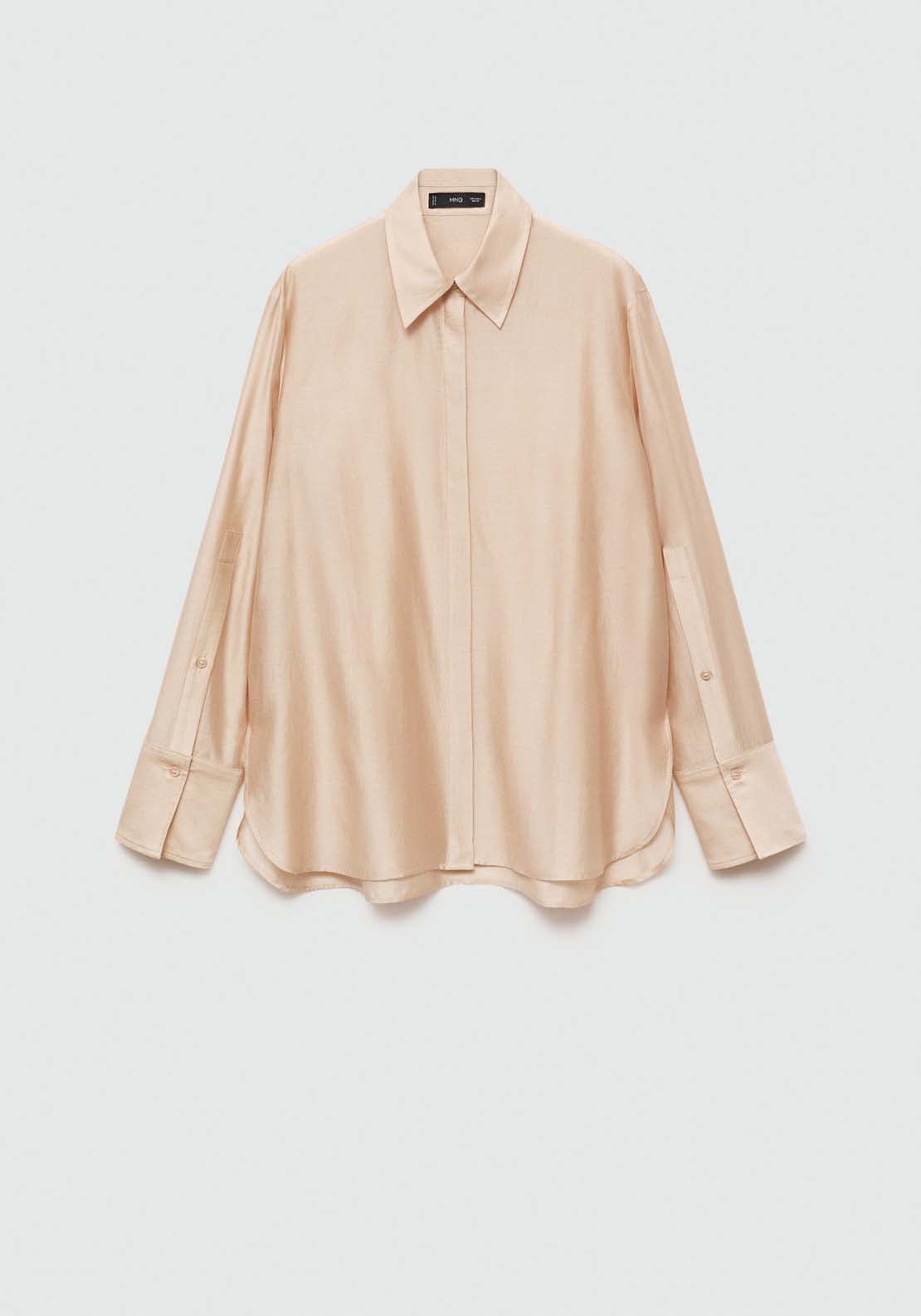 Mango Satin lyocell shirt - Light Beige 7 Shaws Department Stores
