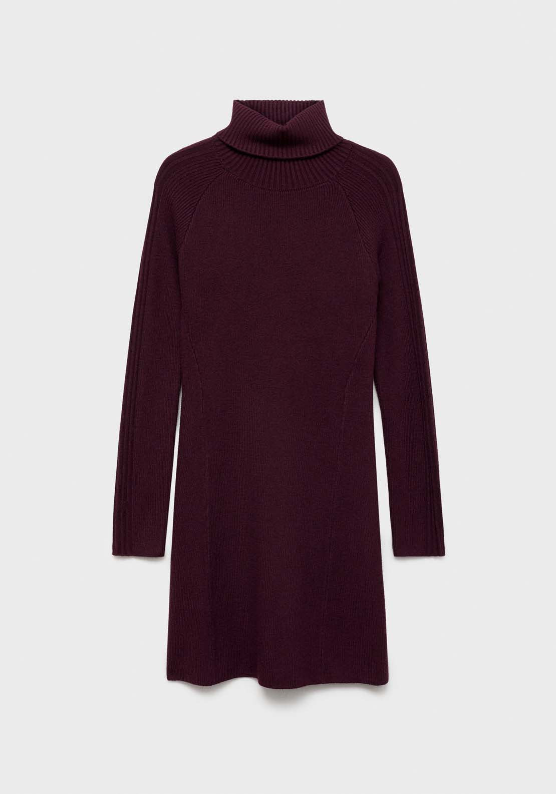 Mango Short turtleneck knitted dress - Dark Red 8 Shaws Department Stores