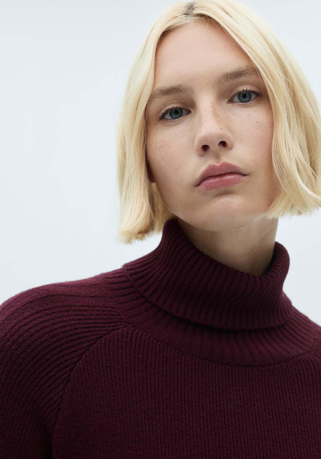 Mango Short turtleneck knitted dress - Dark Red 5 Shaws Department Stores