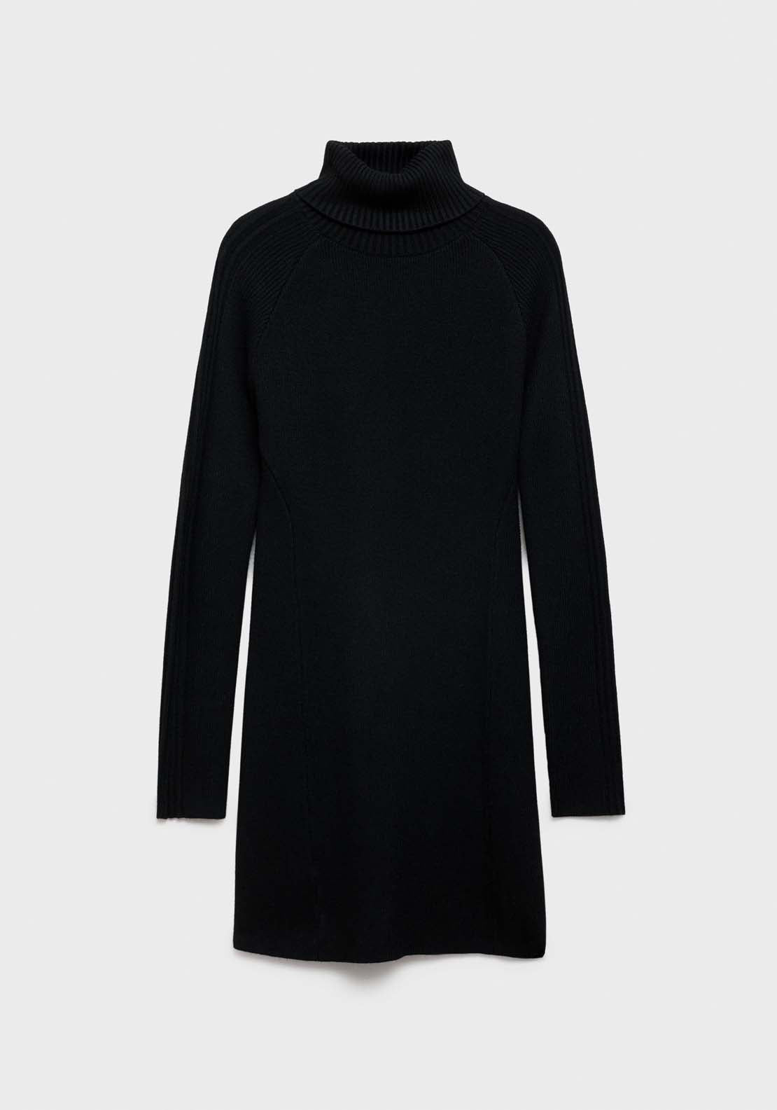 Mango Short turtleneck knitted dress - Black 9 Shaws Department Stores