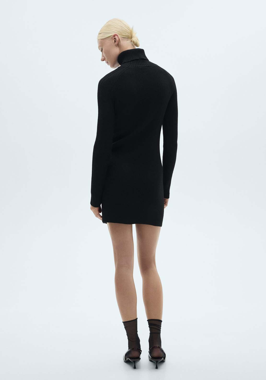 Mango Short turtleneck knitted dress - Black 6 Shaws Department Stores