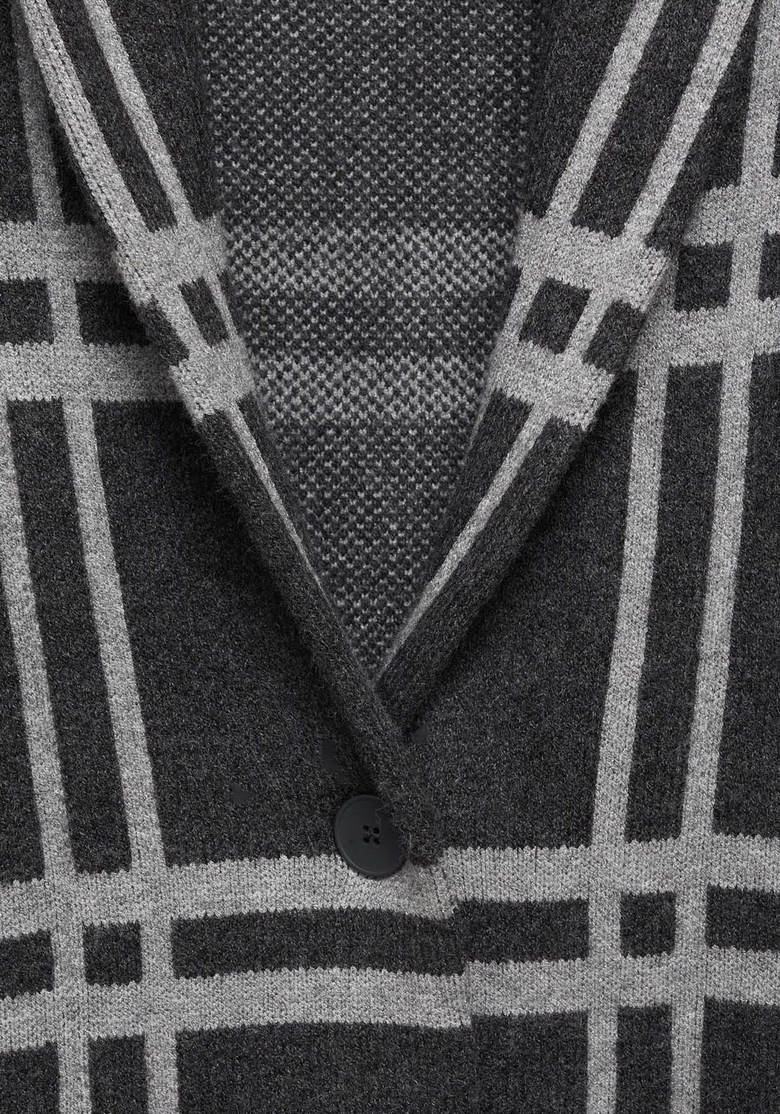 Mango Checked coat with one button - Charcoal 5 Shaws Department Stores