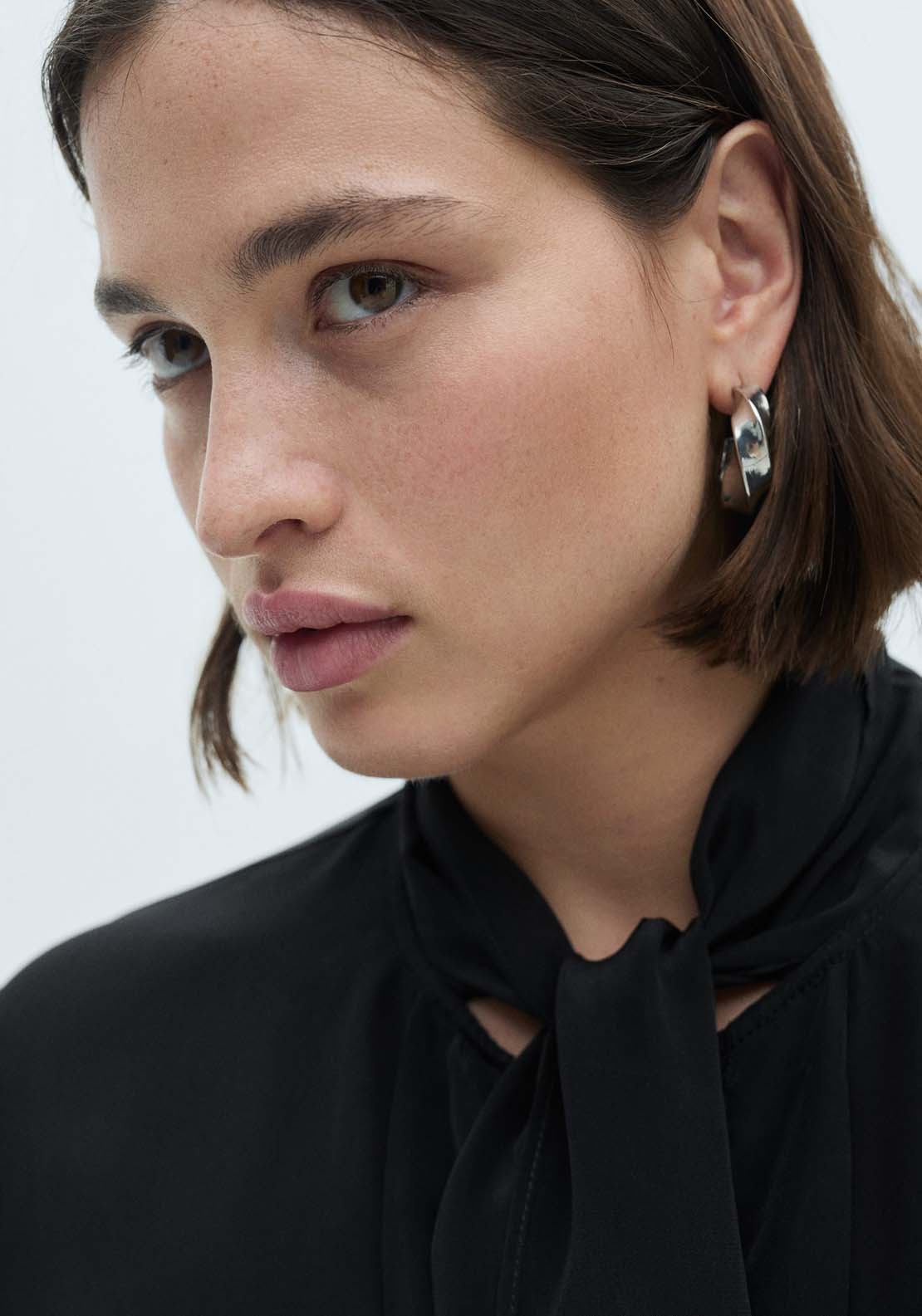 Mango Satin shirt with bow - Black 6 Shaws Department Stores