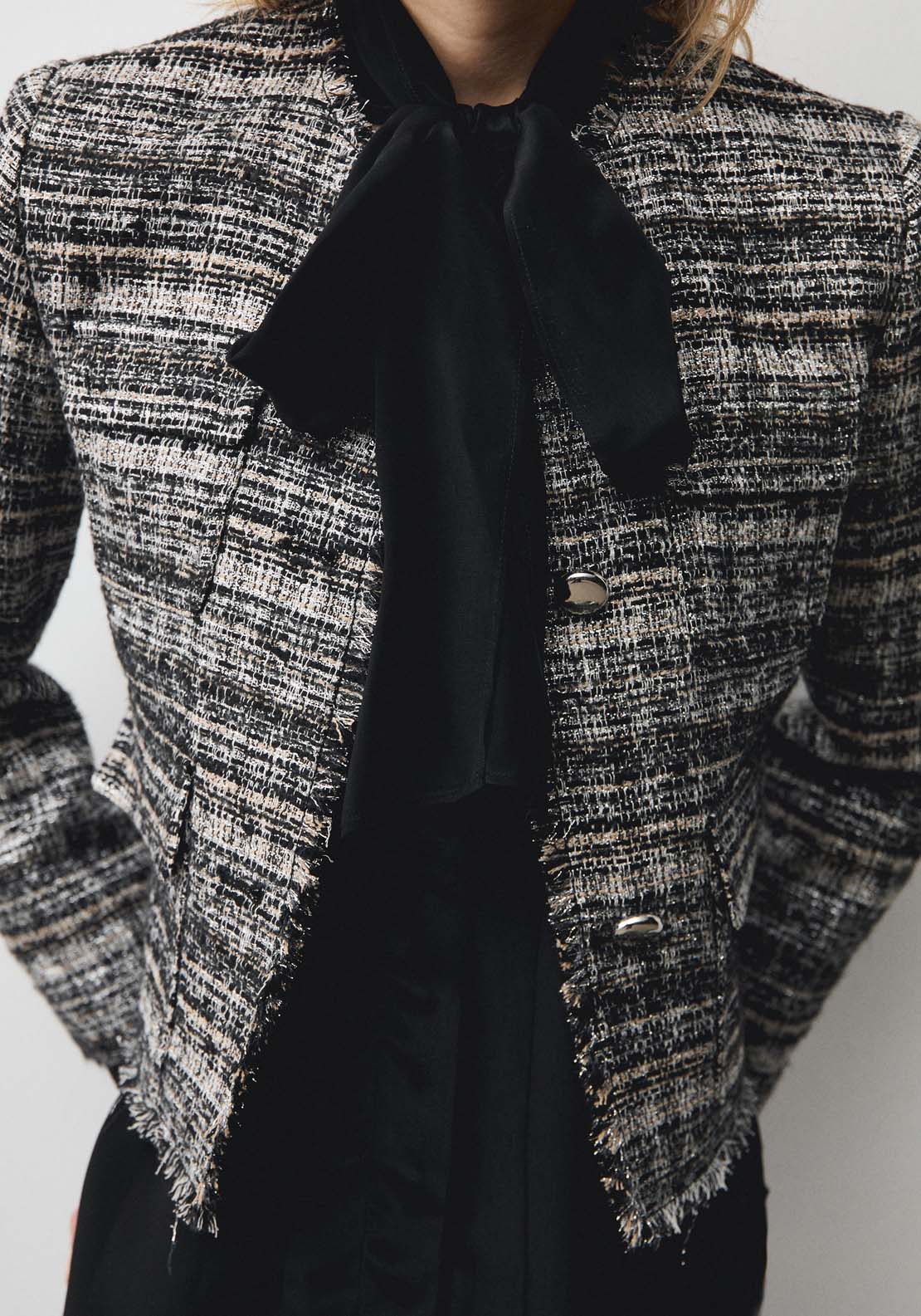 Mango Satin shirt with bow - Black 4 Shaws Department Stores