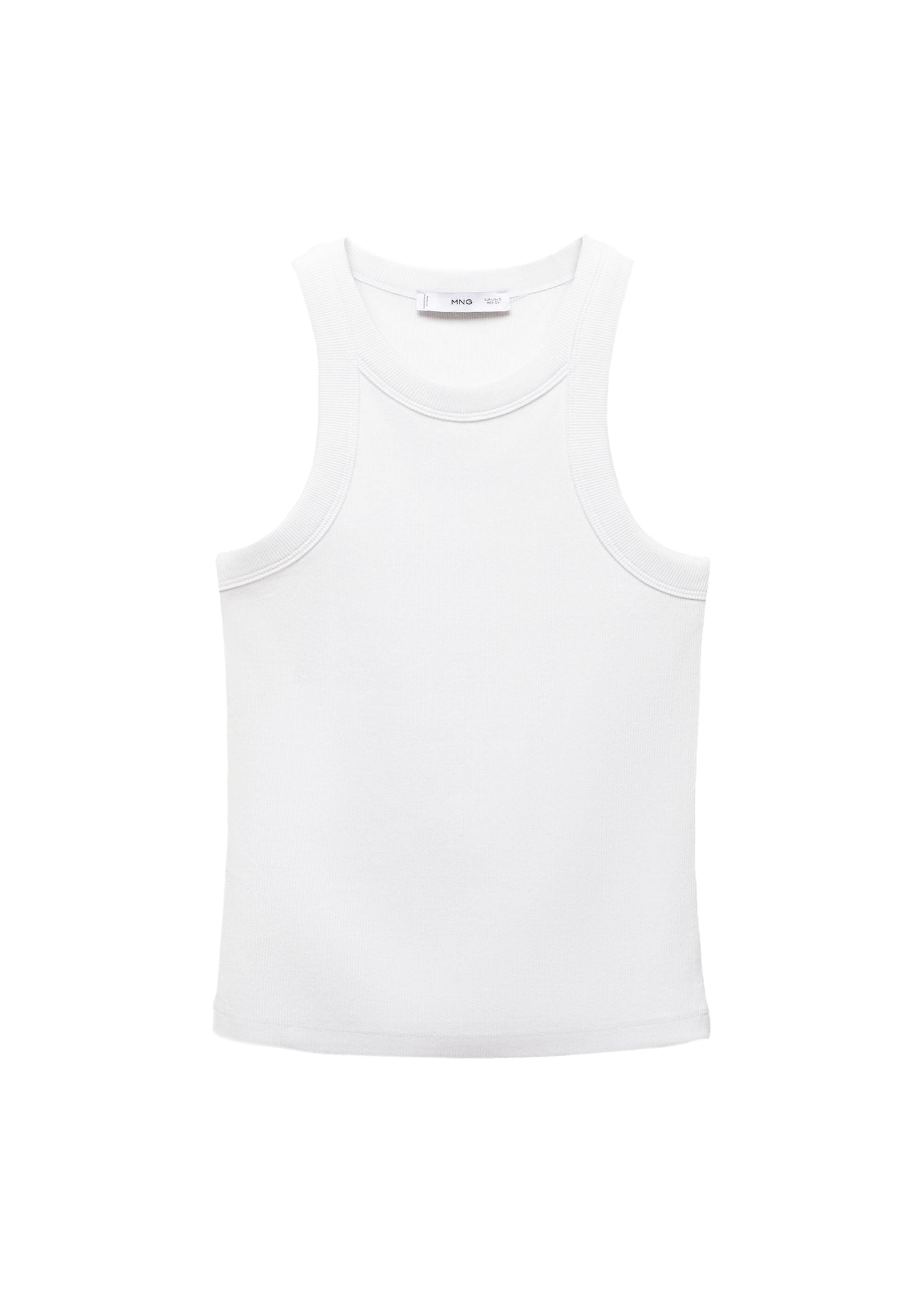 Mango Ribbed cotton-blend top - White 4 Shaws Department Stores