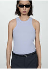 Ribbed cotton-blend top - Light/pastel Blue