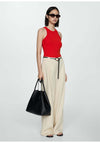 Ribbed cotton-blend top - Red