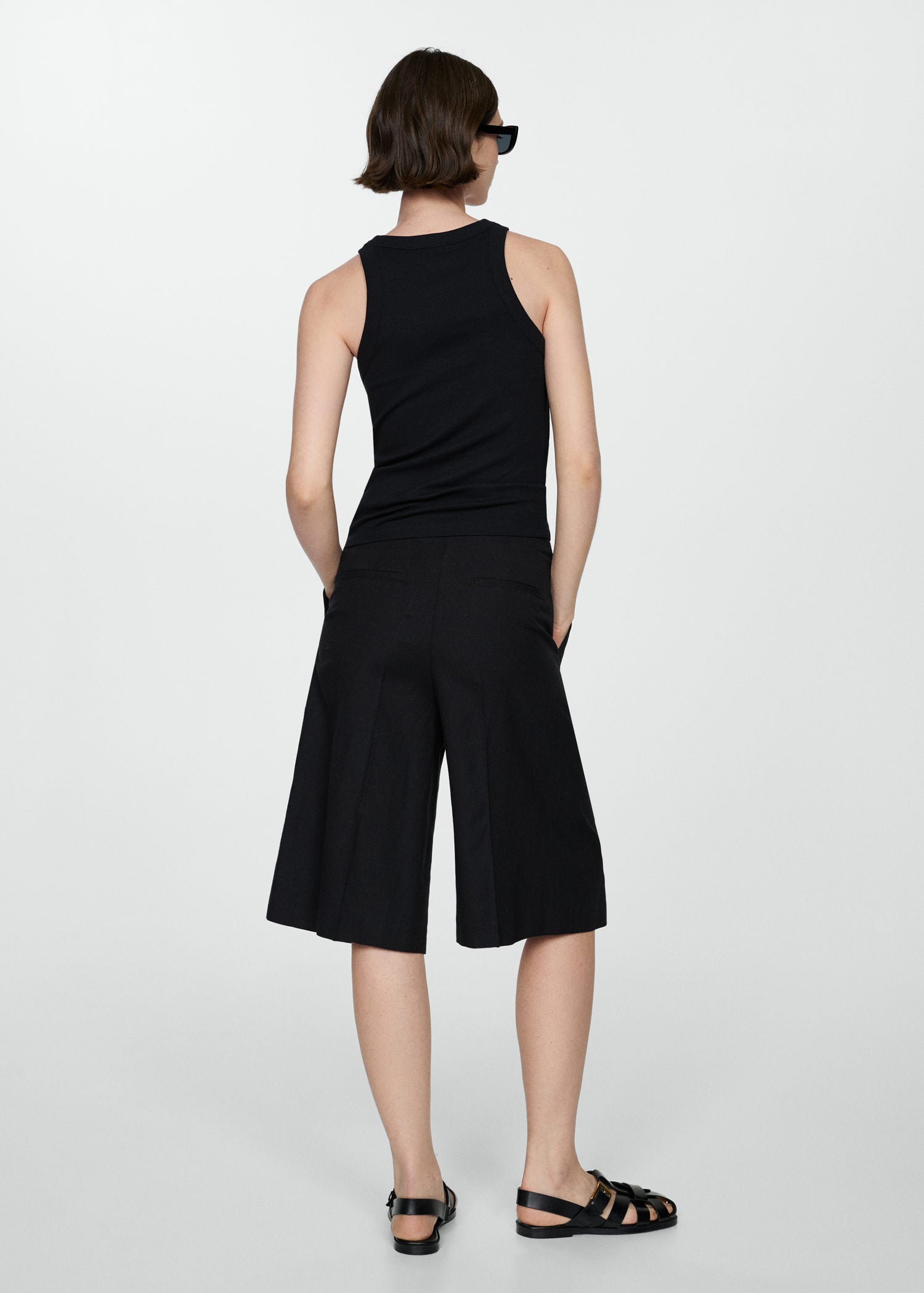 Mango Ribbed cotton-blend top - Black 4 Shaws Department Stores