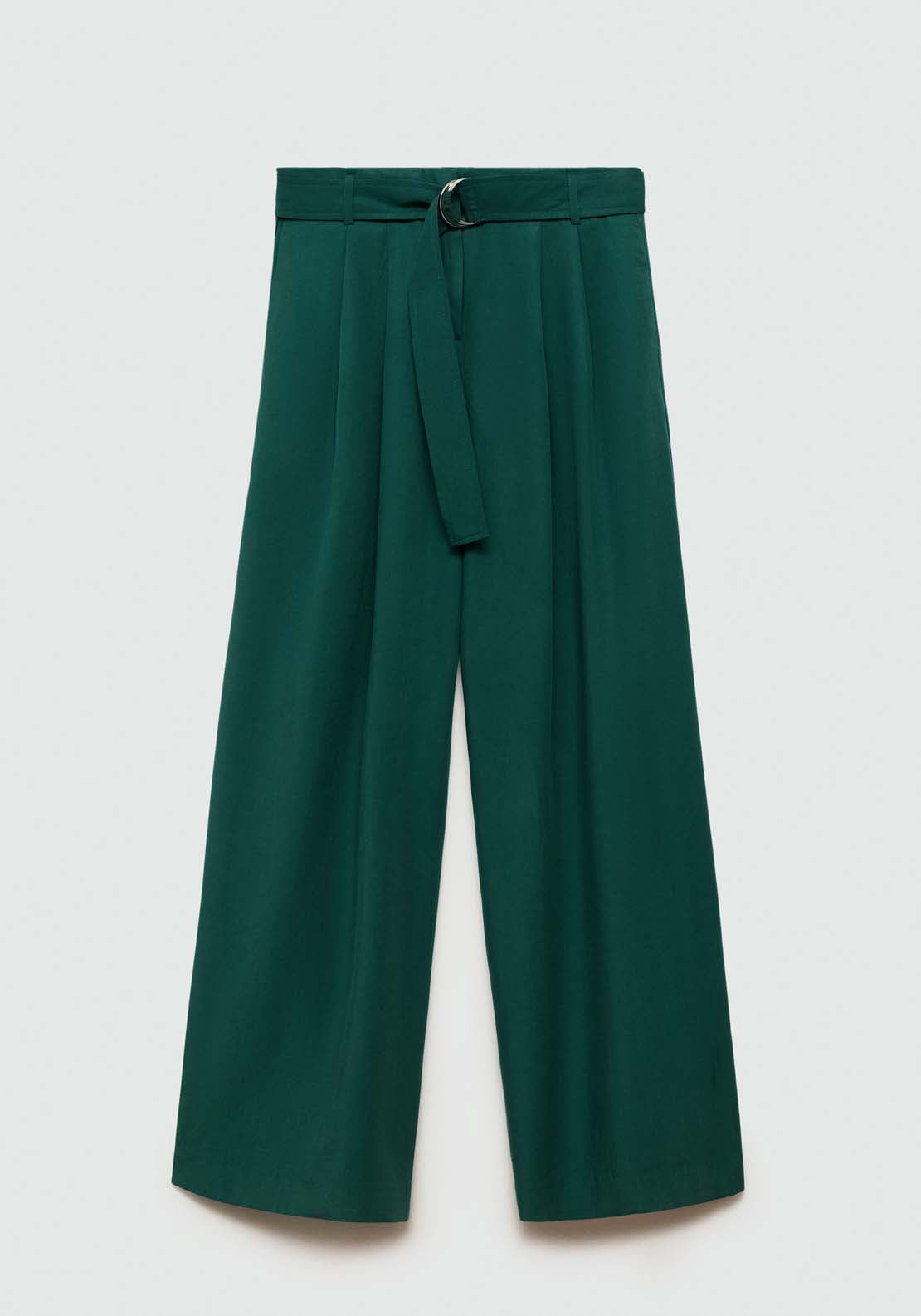 Mango Lyocell trousers with belt - Green 9 Shaws Department Stores