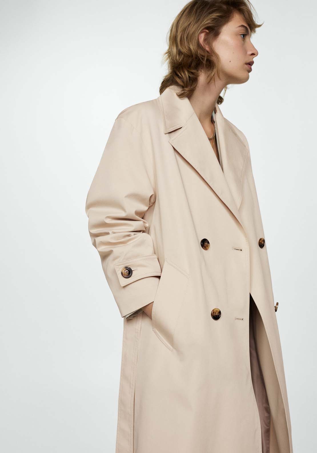 Mango Double-button trench coat - Light Beige 2 Shaws Department Stores