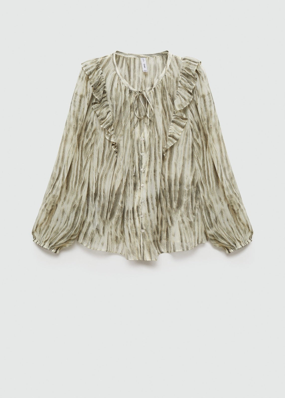 Mango Semi-transparent printed blouse - Green 6 Shaws Department Stores