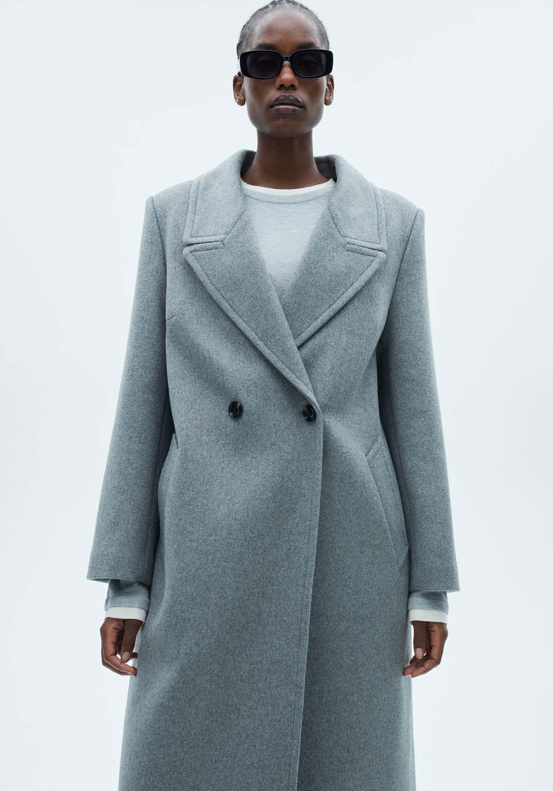 Lapels wool coat Gray Shaws Department Stores