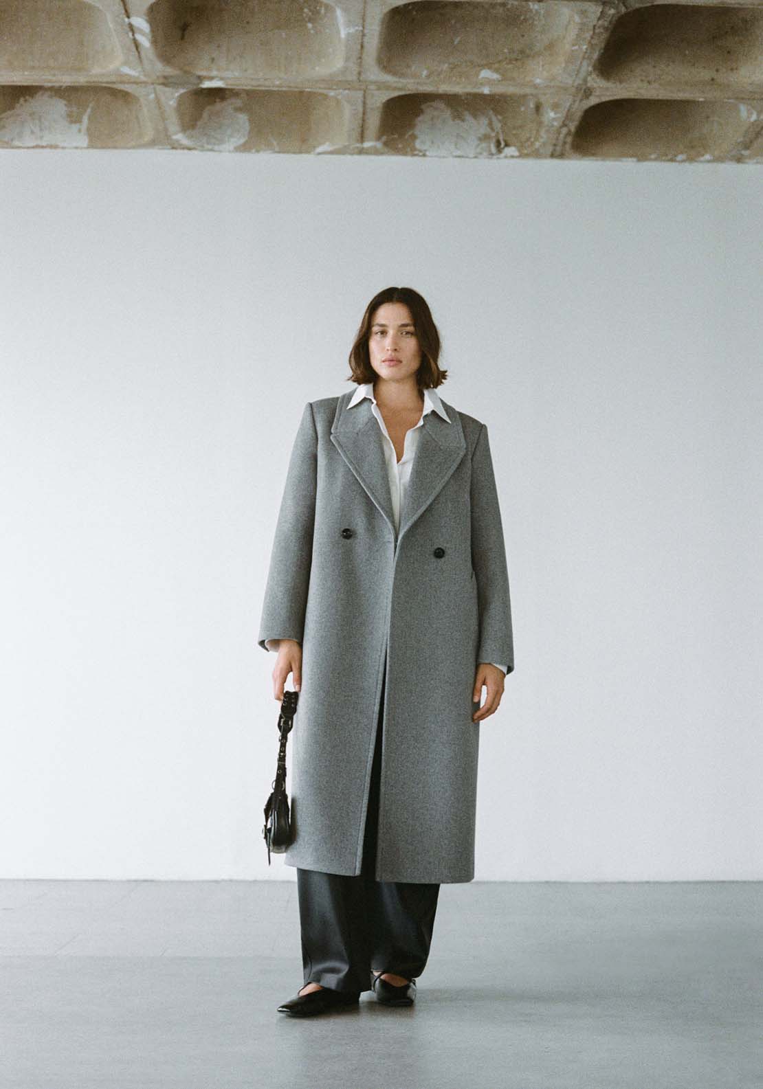 Mango Lapels wool coat - Gray 1 Shaws Department Stores