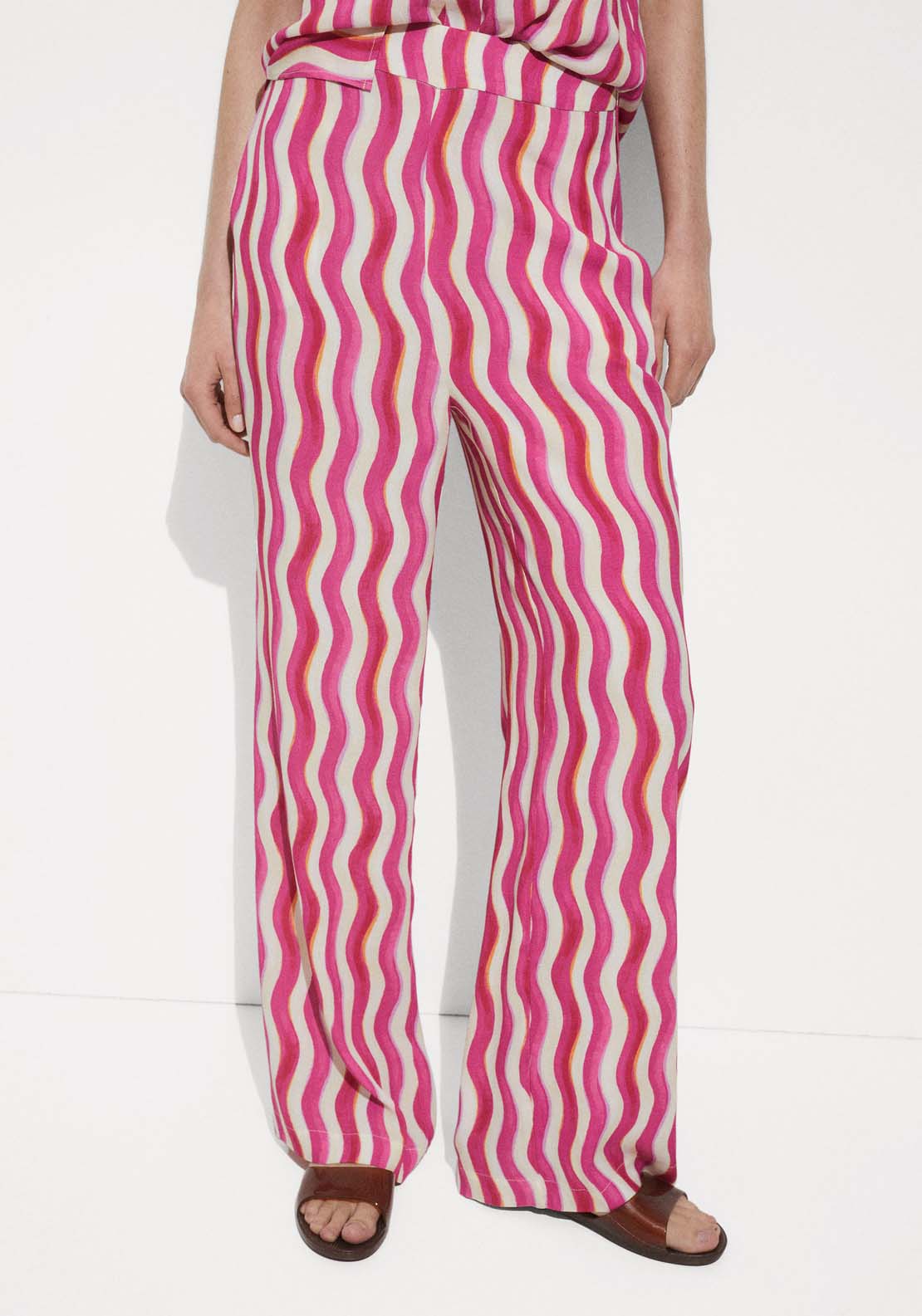 Mango Wide leg printed trousers 1 Shaws Department Stores