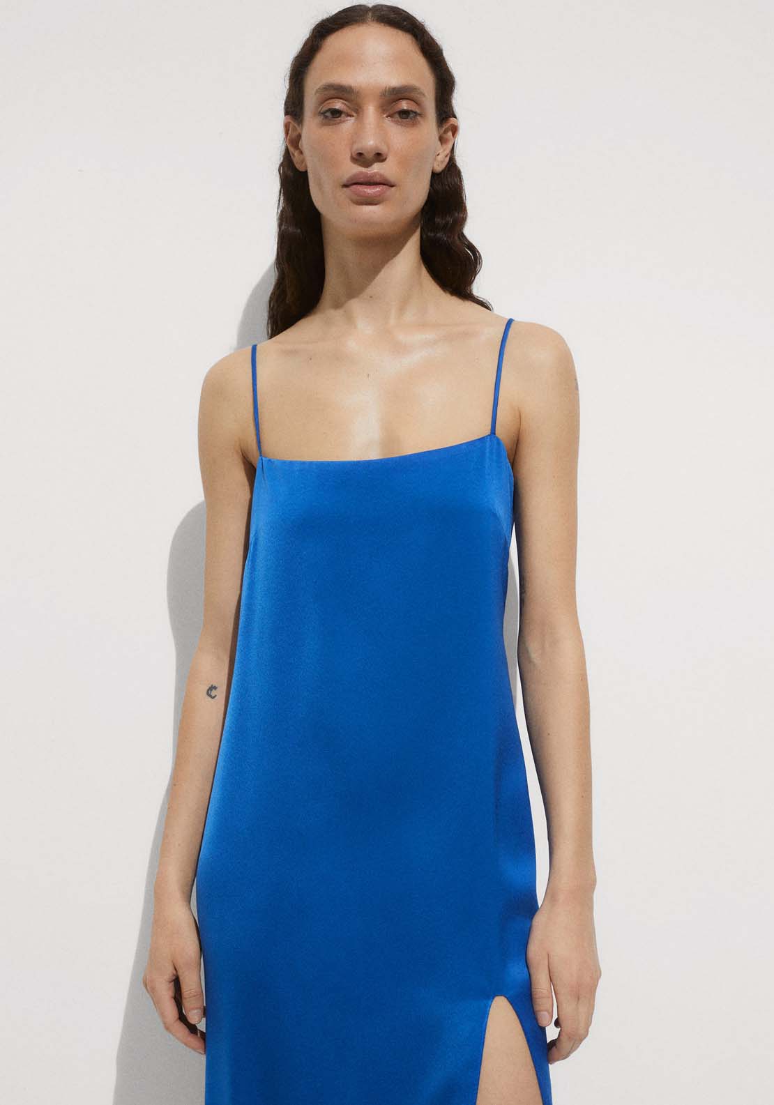 Mango Side-slit satin dress 3 Shaws Department Stores