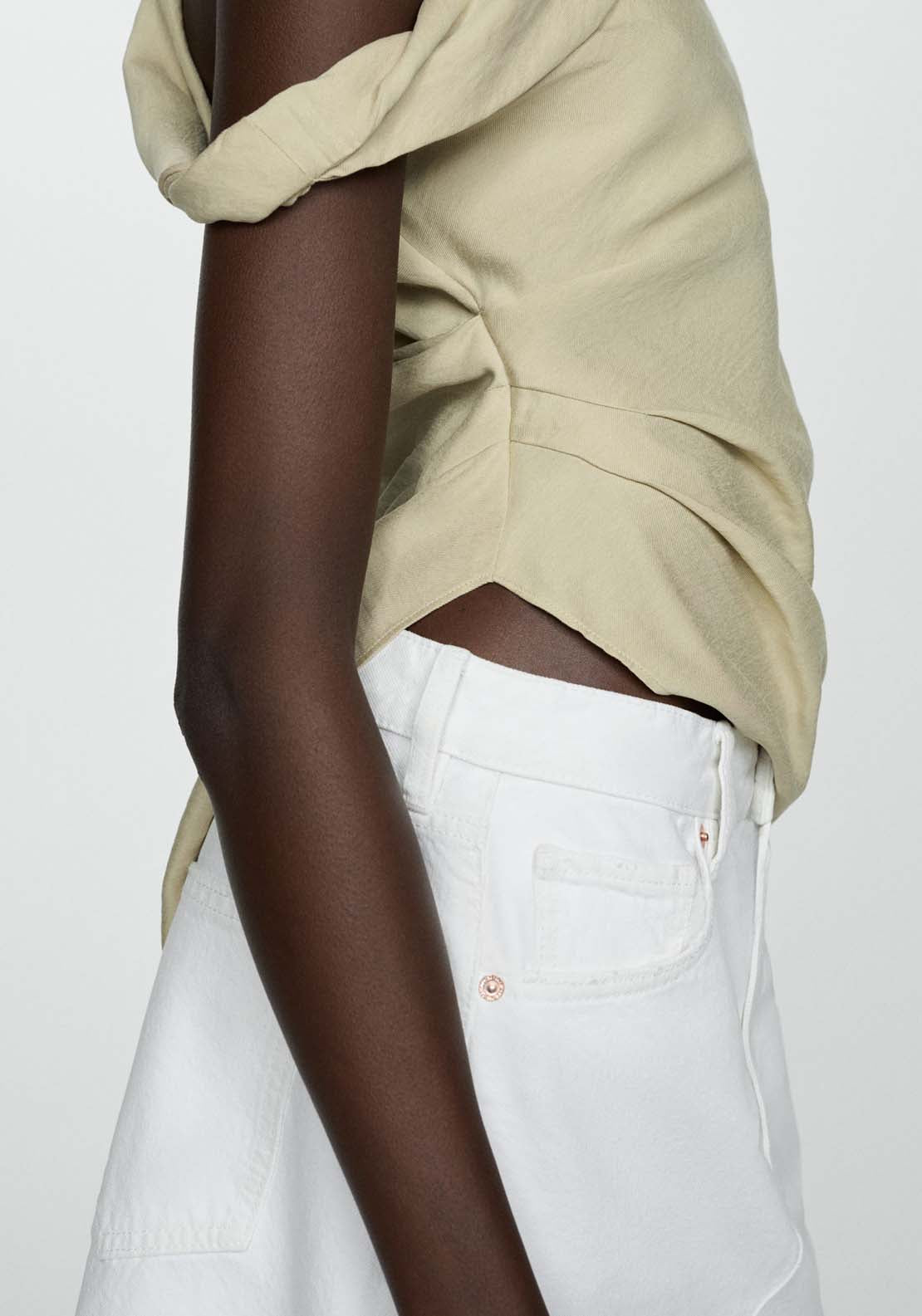Mango Denim miniskirt with frayed hem 2 Shaws Department Stores