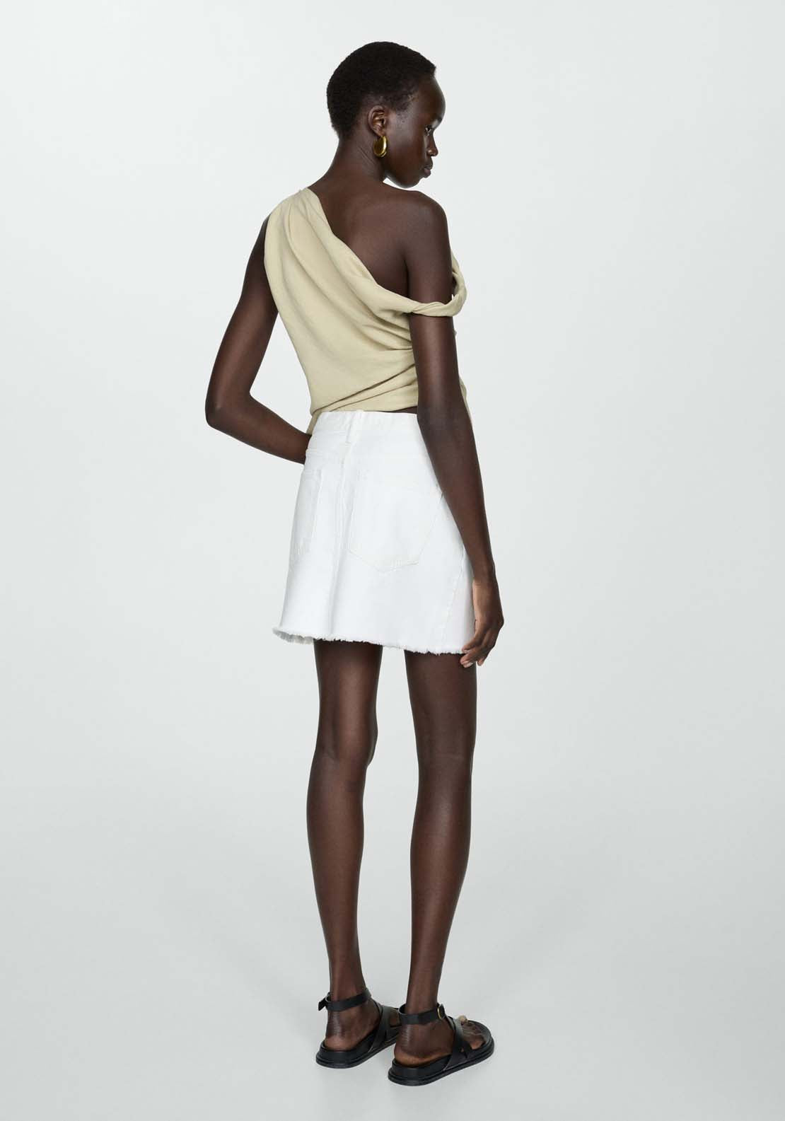 Mango Denim miniskirt with frayed hem 4 Shaws Department Stores