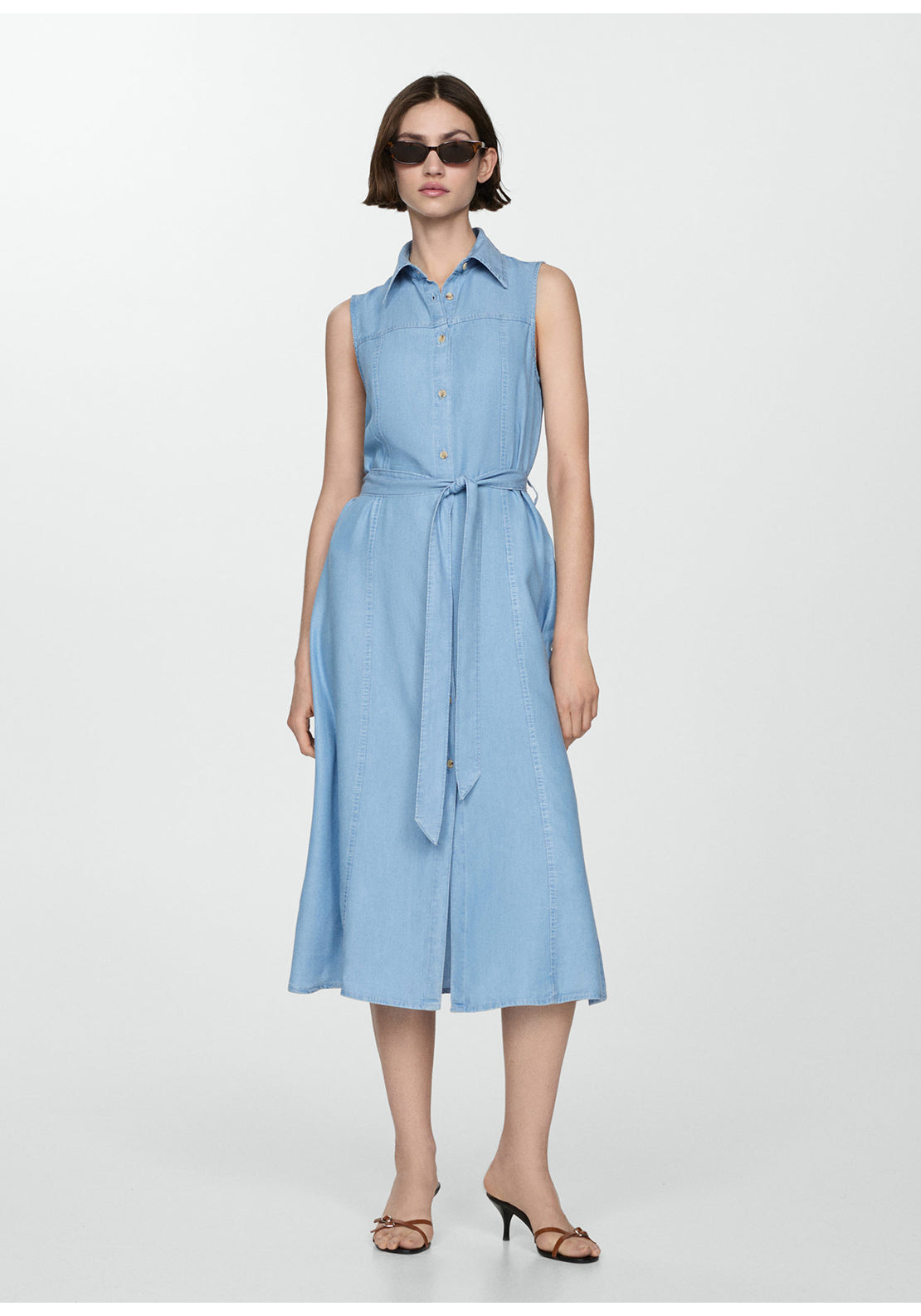 Mango Lyocell shirt dress with bow 1 Shaws Department Stores
