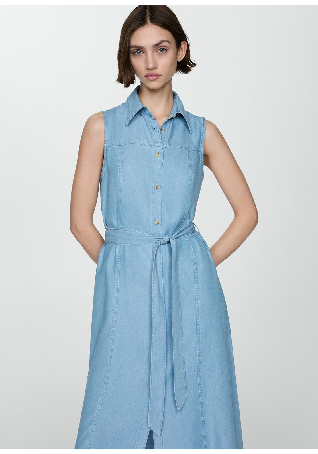Mango Lyocell shirt dress with bow 2 Shaws Department Stores