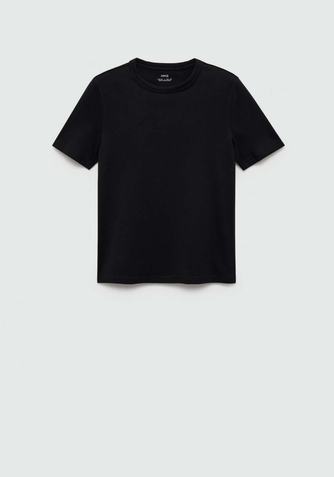 Mango Short-sleeved cotton t-shirt - Black 2 Shaws Department Stores