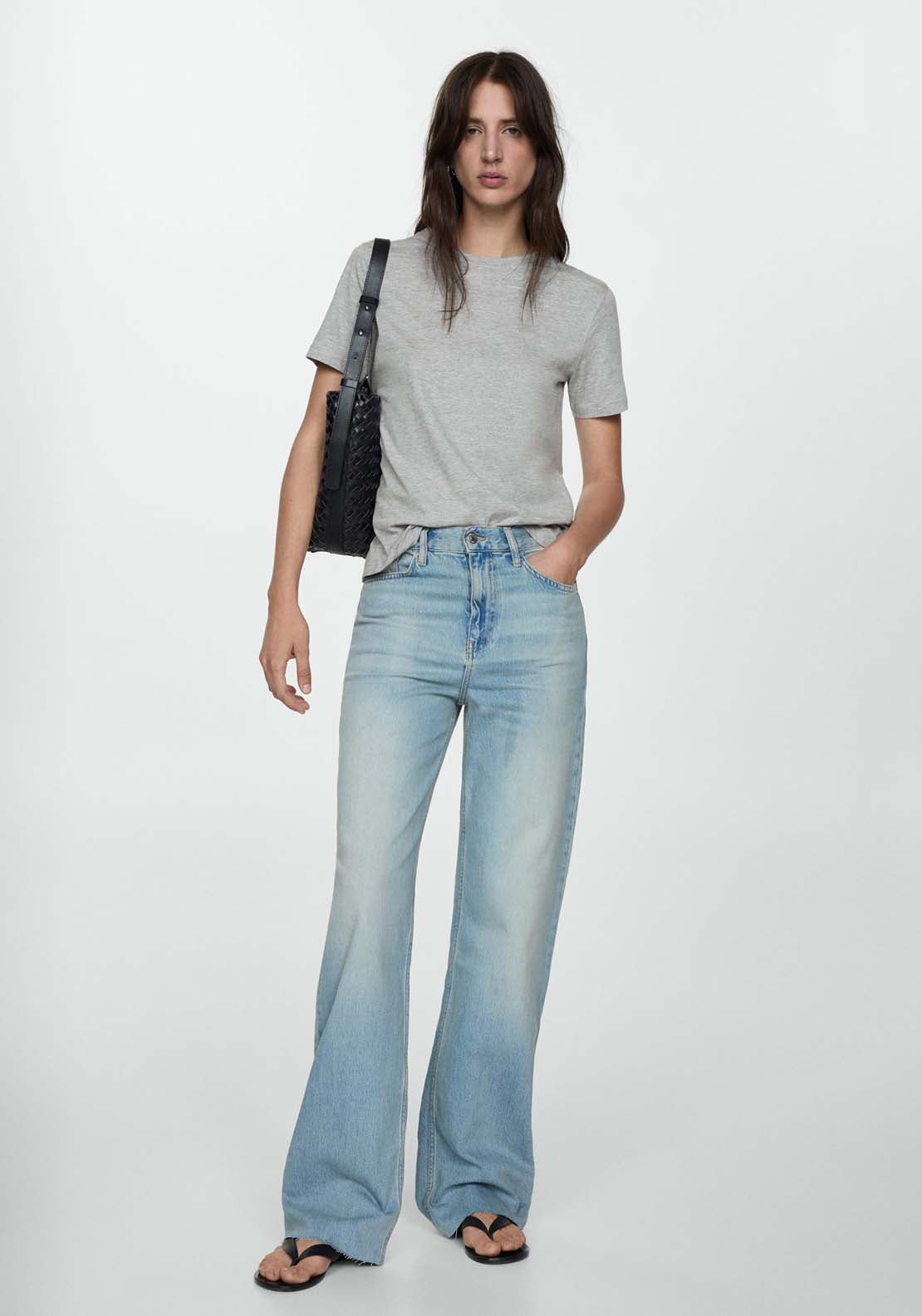 Mango Short-sleeved cotton t-shirt - Medium Gray 3 Shaws Department Stores