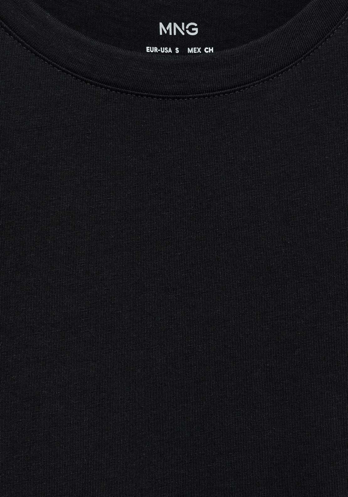 Mango Short-sleeved cotton t-shirt - Black 5 Shaws Department Stores