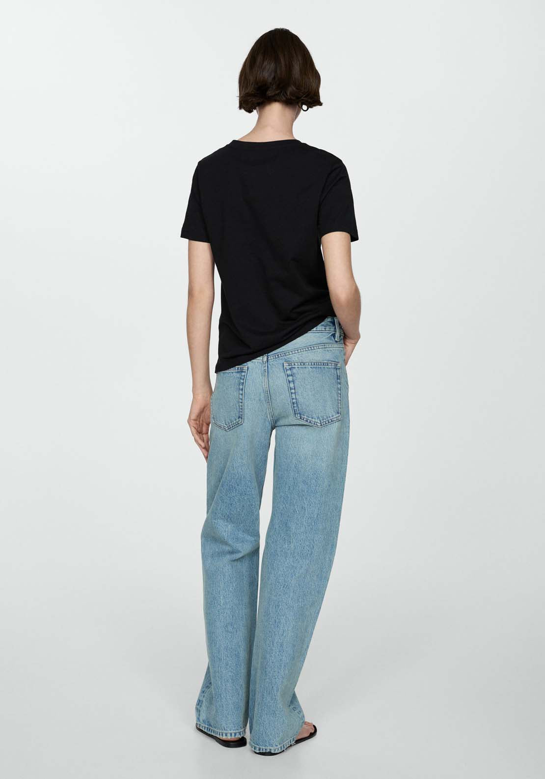Mango Short-sleeved cotton t-shirt - Black 3 Shaws Department Stores