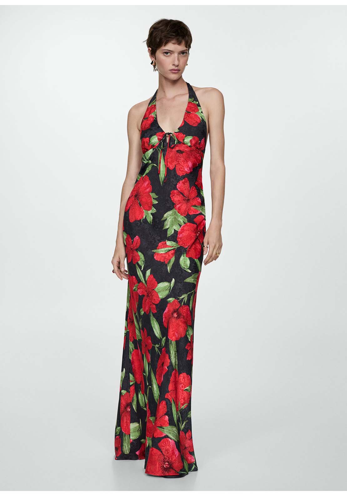 Mango Halter neck floral dress - Black 1 Shaws Department Stores