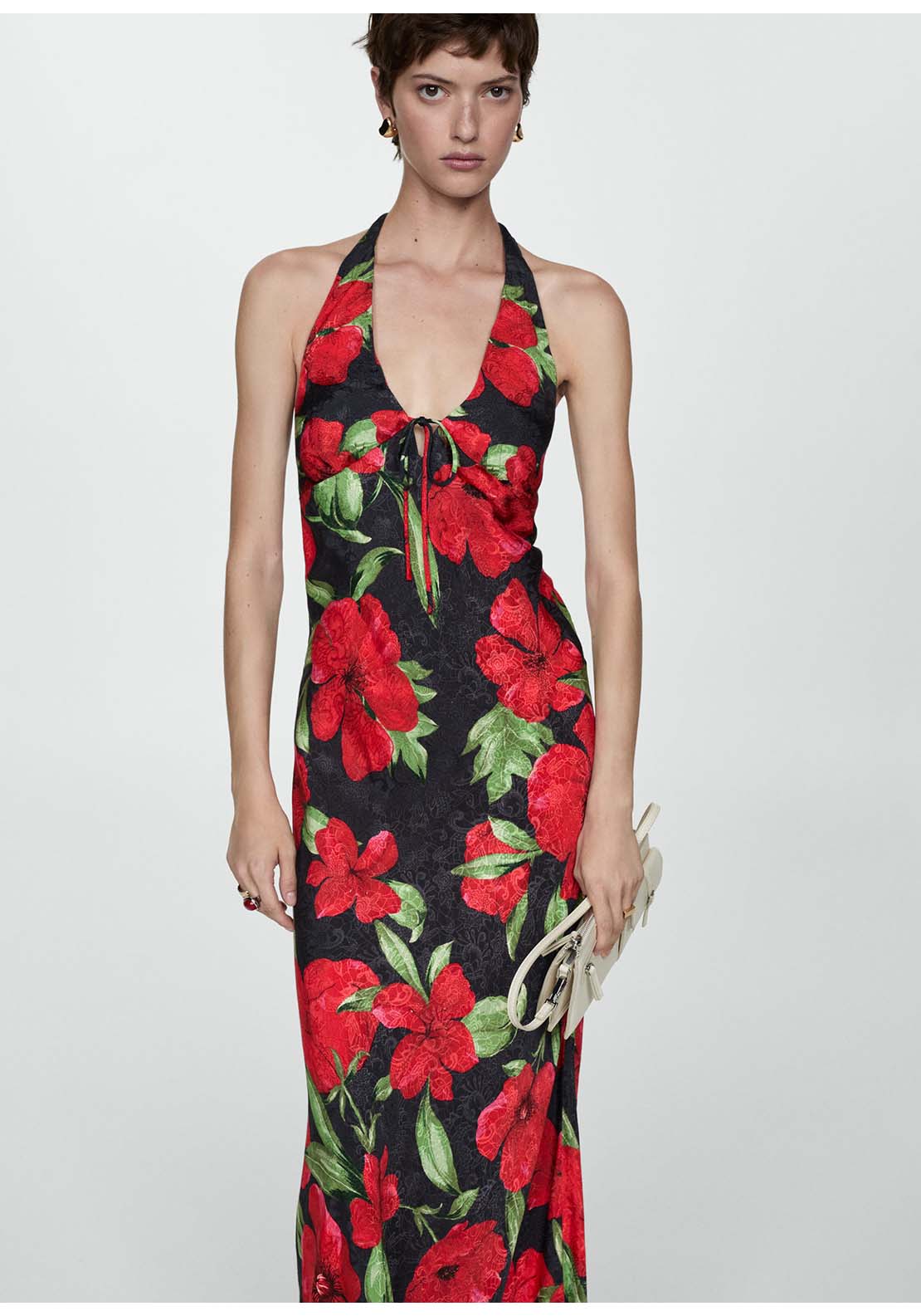 Mango Halter neck floral dress - Black 3 Shaws Department Stores