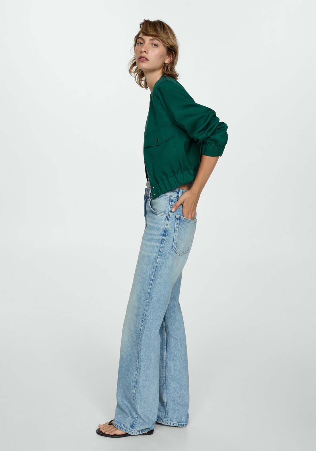 Mango Lyocell jacket with pockets - Green 5 Shaws Department Stores