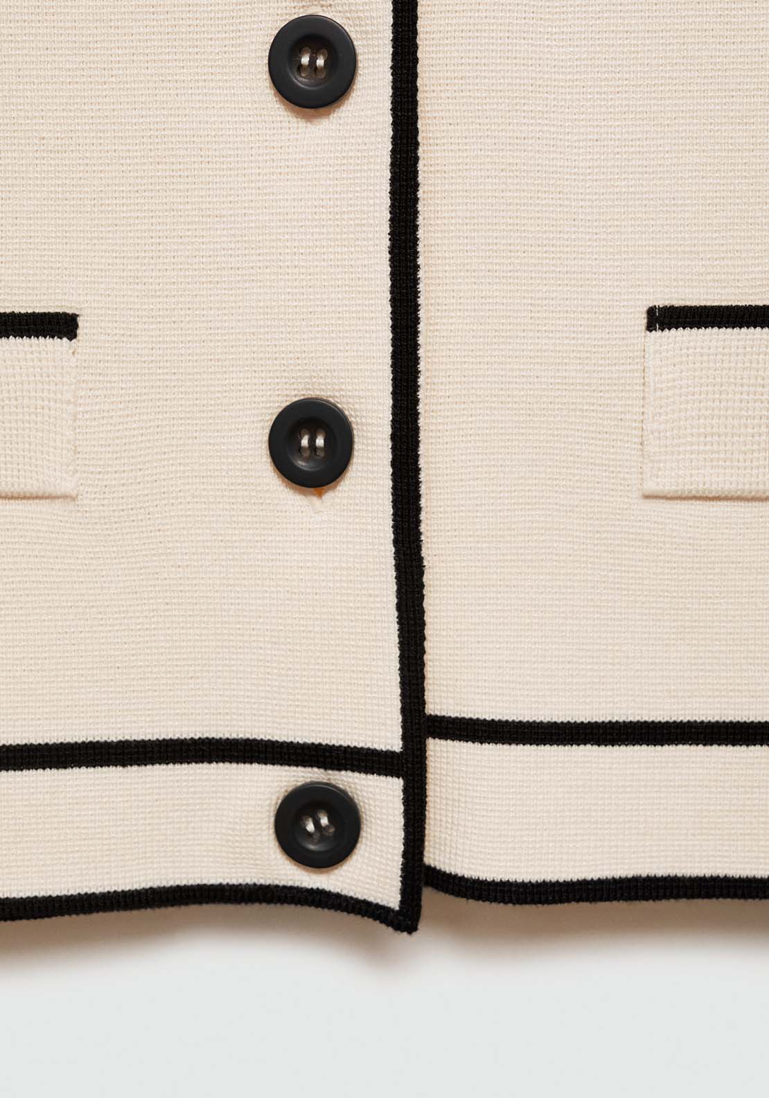 Mango Knitted waistcoat with contrast piping - Light Beige 6 Shaws Department Stores