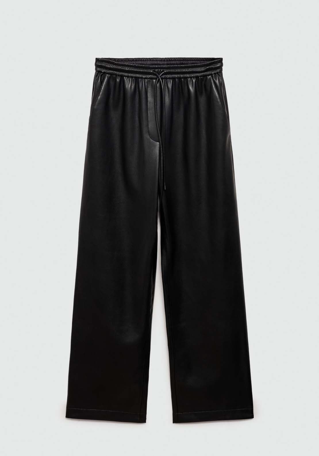 Mango Leather-effect elastic waist trousers - Black 7 Shaws Department Stores