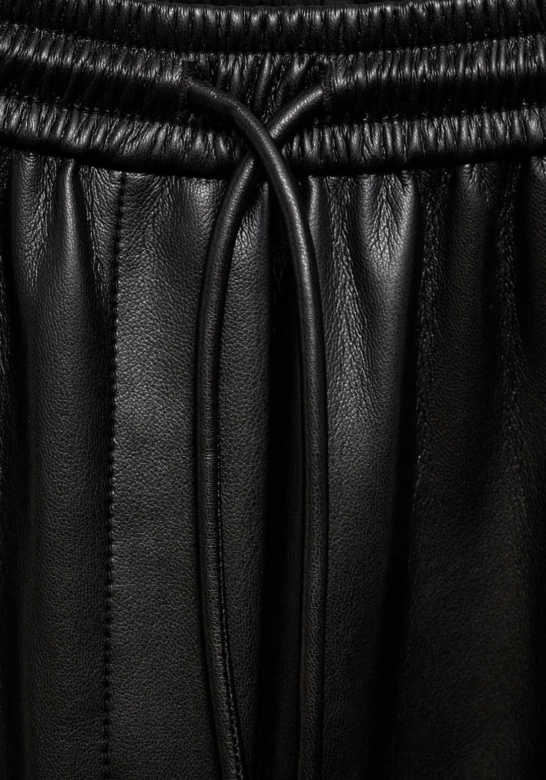 Leather-effect elastic waist trousers Black – Shaws