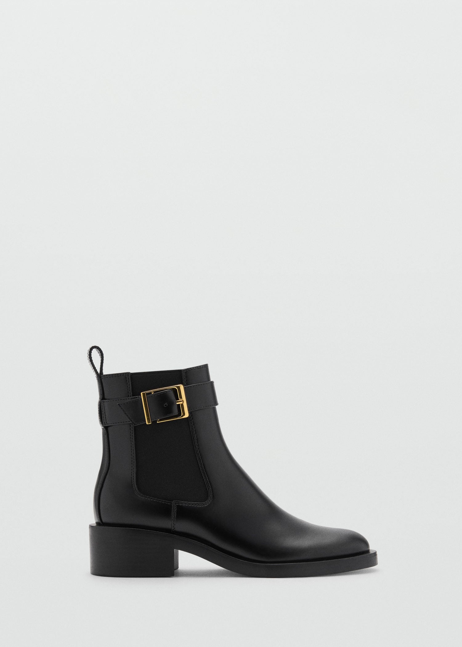 Mango Ankle boots with elastic panel and buckle - Black 2 Shaws Department Stores